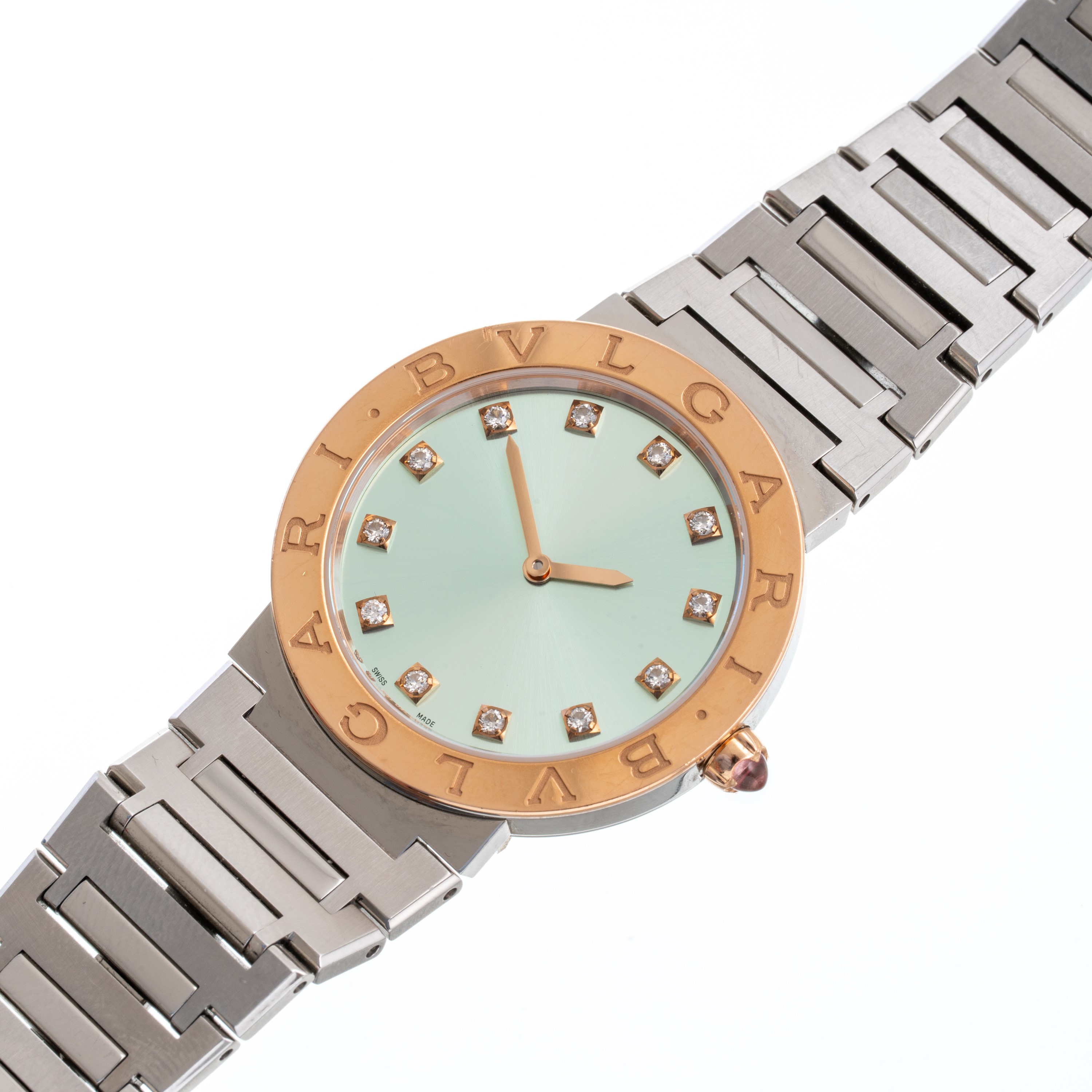 BULGARI - BVLGARI BVLGARIOROLOGIO SOLO TEMPO AL QUARZO IN ACCIAIO CON QUADRANTE AZZURRO CON INDIC...