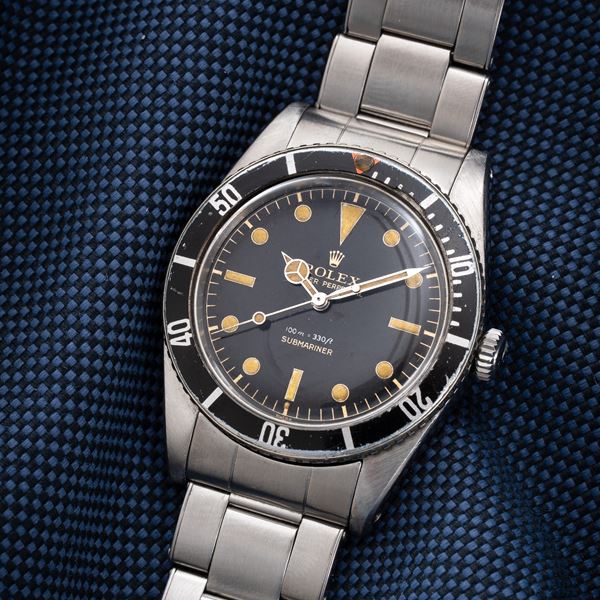 ROLEX - ROLEX - SUBMARINER AUTOMATIC WINDING STEEL DIVER'S WATCH WITH RIVET BRACELET