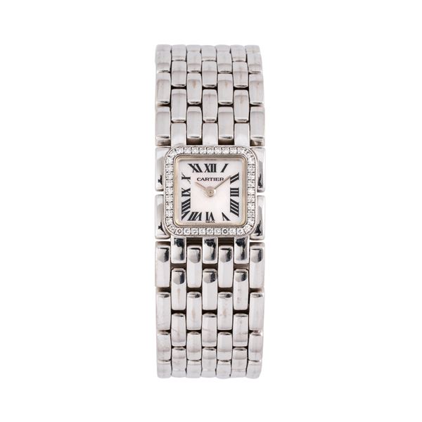 CARTIER - CARTIER - LADY PANTHERE RUBAN 18KT WHITE GOLD QUARTZ WATCH WITH MOTHER OF PEARL DIAL AND BRILLIANT-CUT DIAMOND BEZEL
