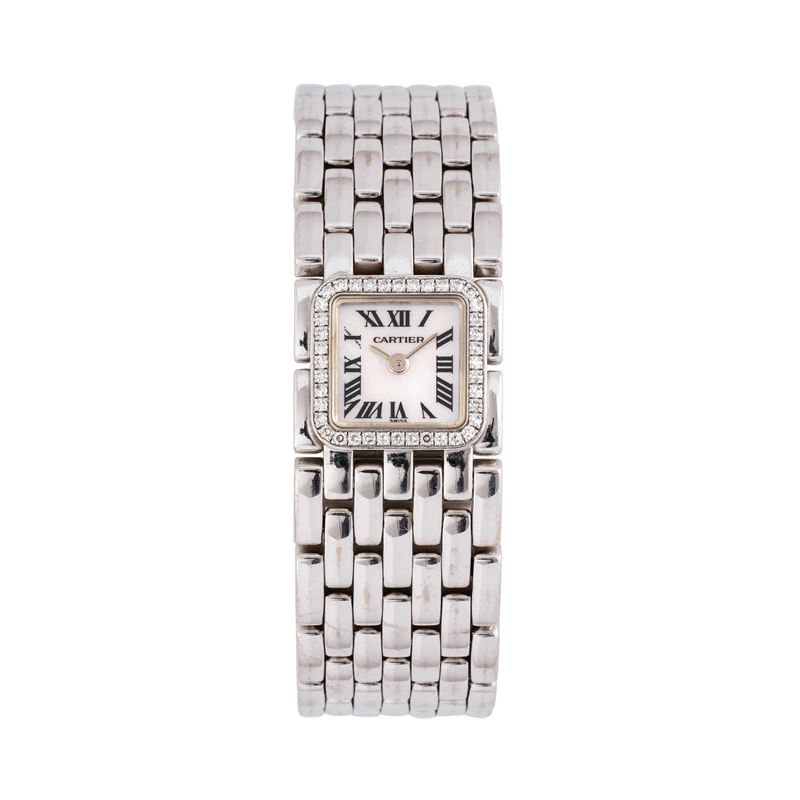 CARTIER - LADY PANTHERE RUBANOROLOGIO SOLO TEMPO AL QUARZO IN ORO BIANCO 18KT CON QUADRANTE IN MA...