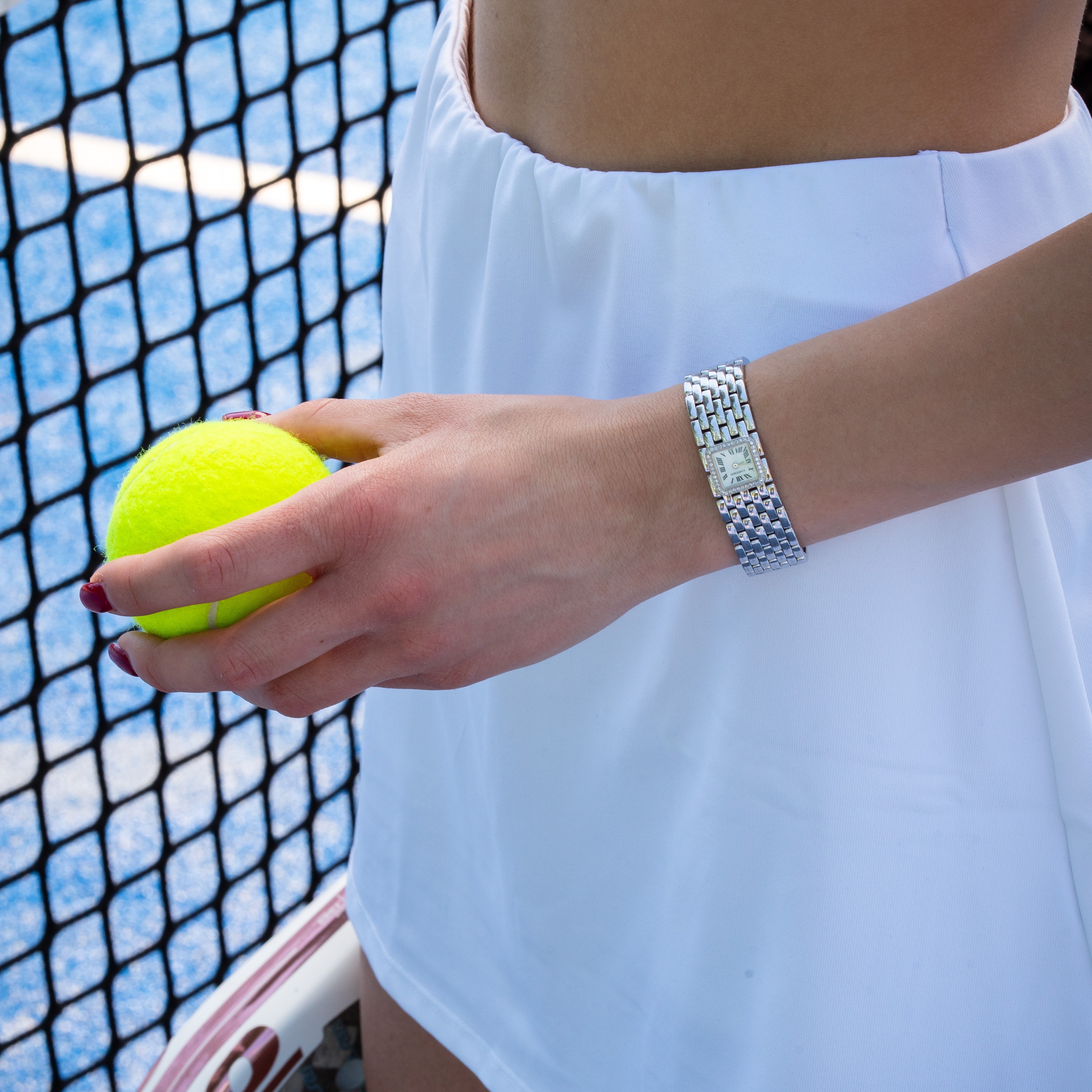 CARTIER - LADY PANTHERE RUBANOROLOGIO SOLO TEMPO AL QUARZO IN ORO BIANCO 18KT CON QUADRANTE IN MA...