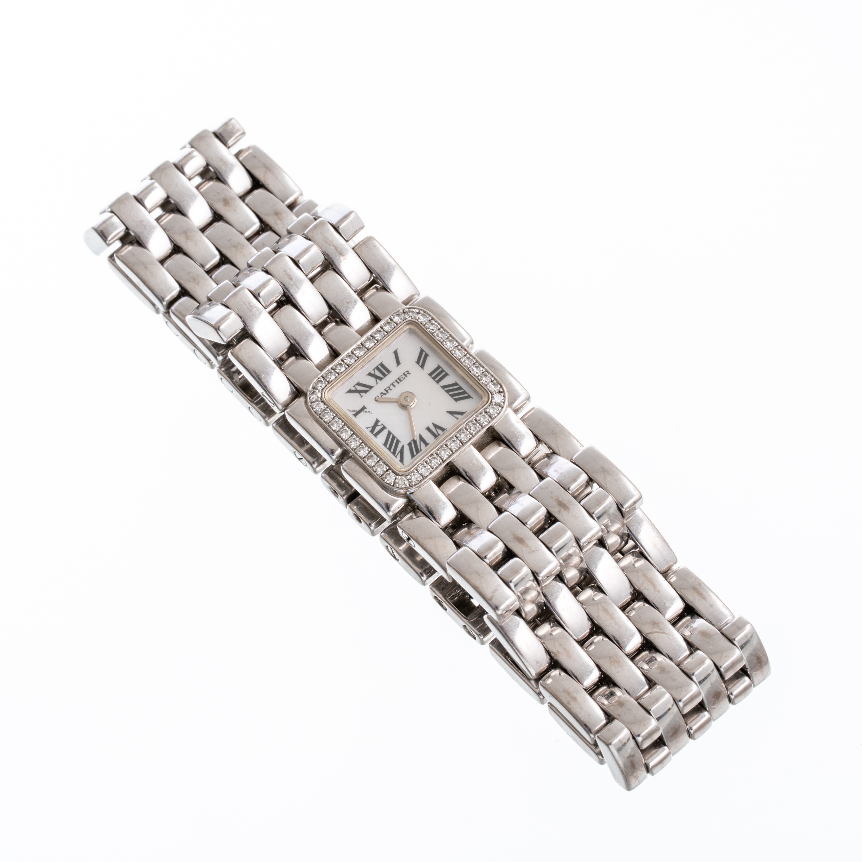 CARTIER - LADY PANTHERE RUBANOROLOGIO SOLO TEMPO AL QUARZO IN ORO BIANCO 18KT CON QUADRANTE IN MA...