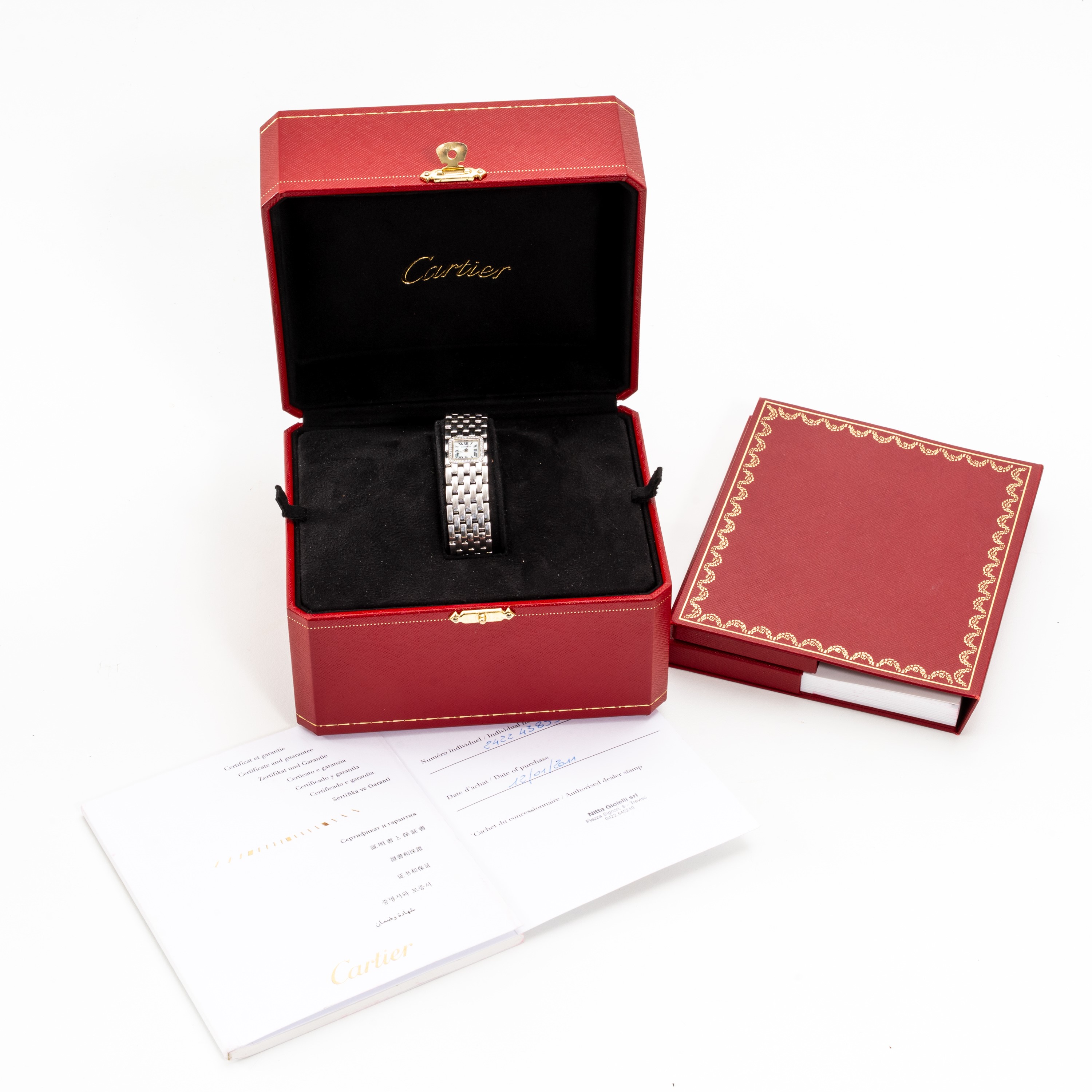 CARTIER - LADY PANTHERE RUBANOROLOGIO SOLO TEMPO AL QUARZO IN ORO BIANCO 18KT CON QUADRANTE IN MA...