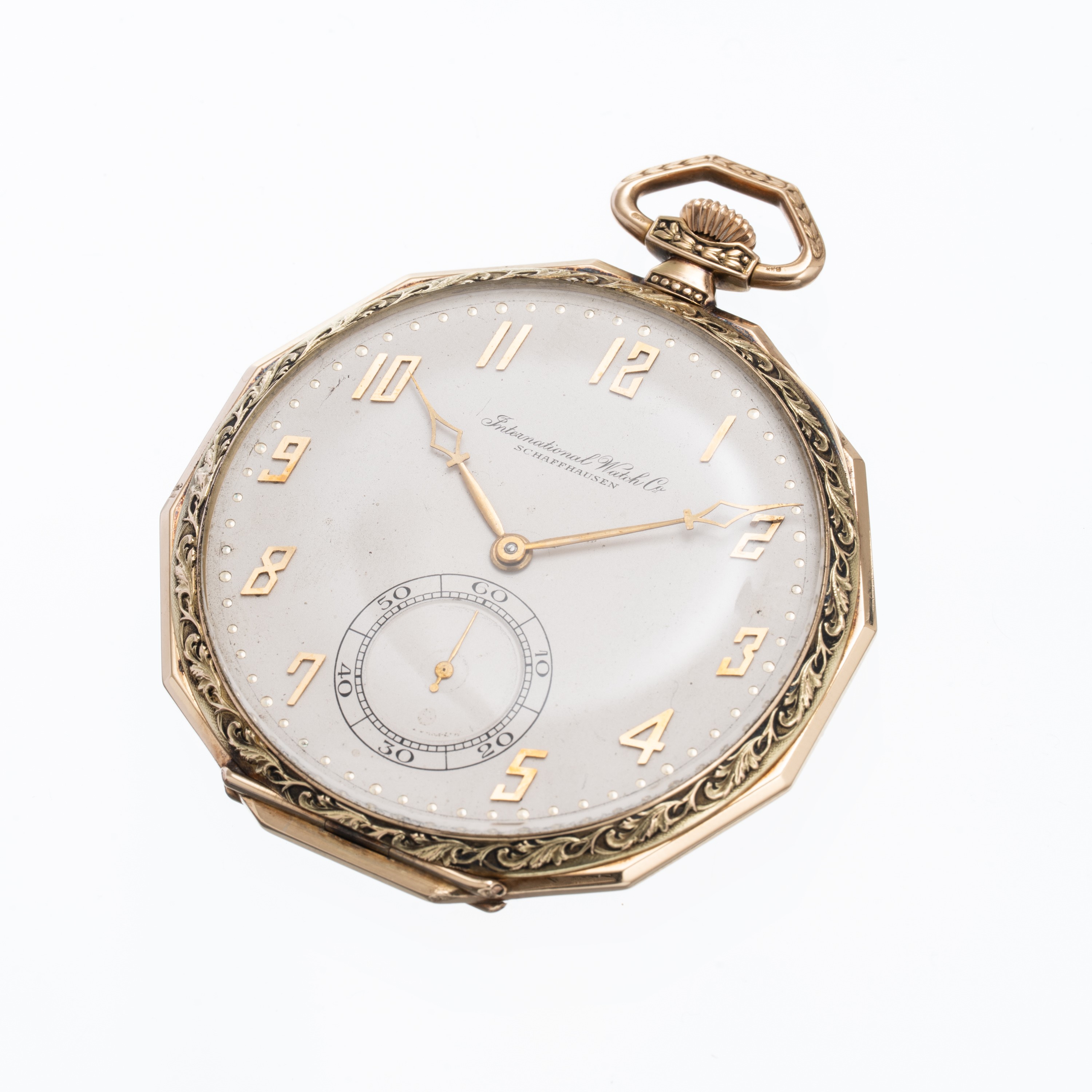 IWC - OROLOGIO DA TASCAOROLOGIO DA TASCA A CARICA MANUALE CON CASSA IN ORO GIALLO 14IKT LAVORATA ...