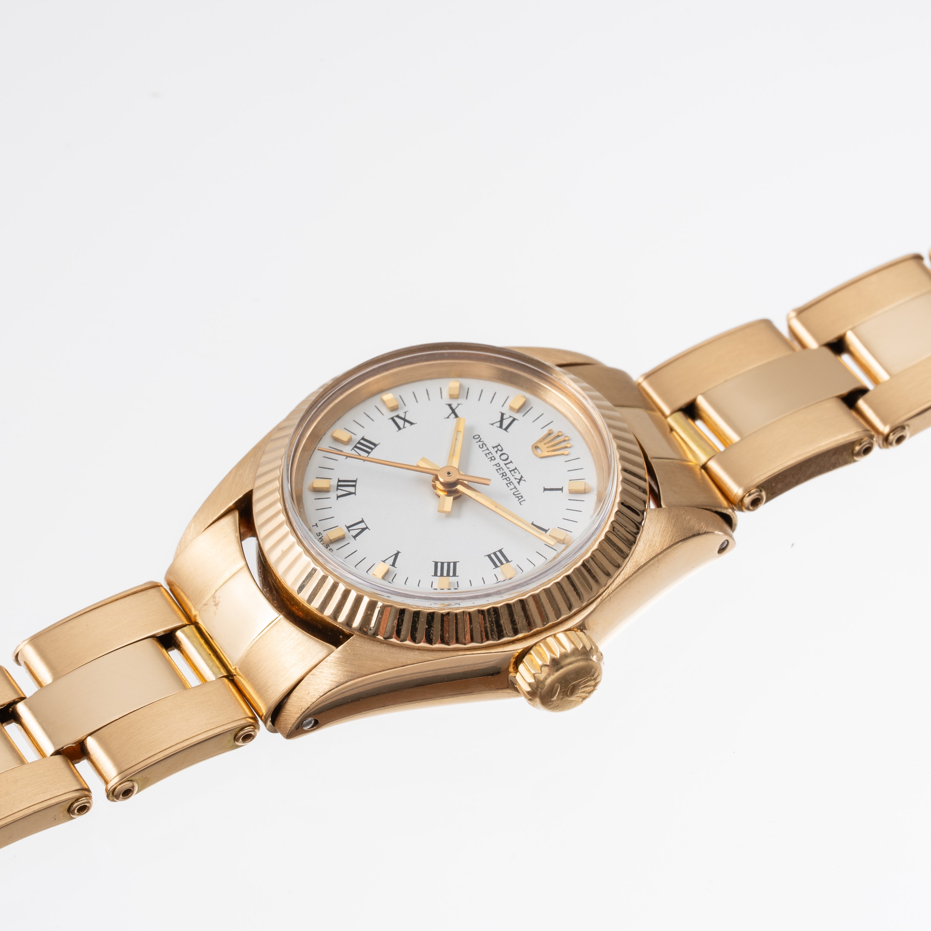 ROLEX - OYSTER PERPETUAL LADY OROLOGIO SOLO TEMPO A CARICA AUTOMATICA IN ORO GIALLO 18KT CON QUAD...