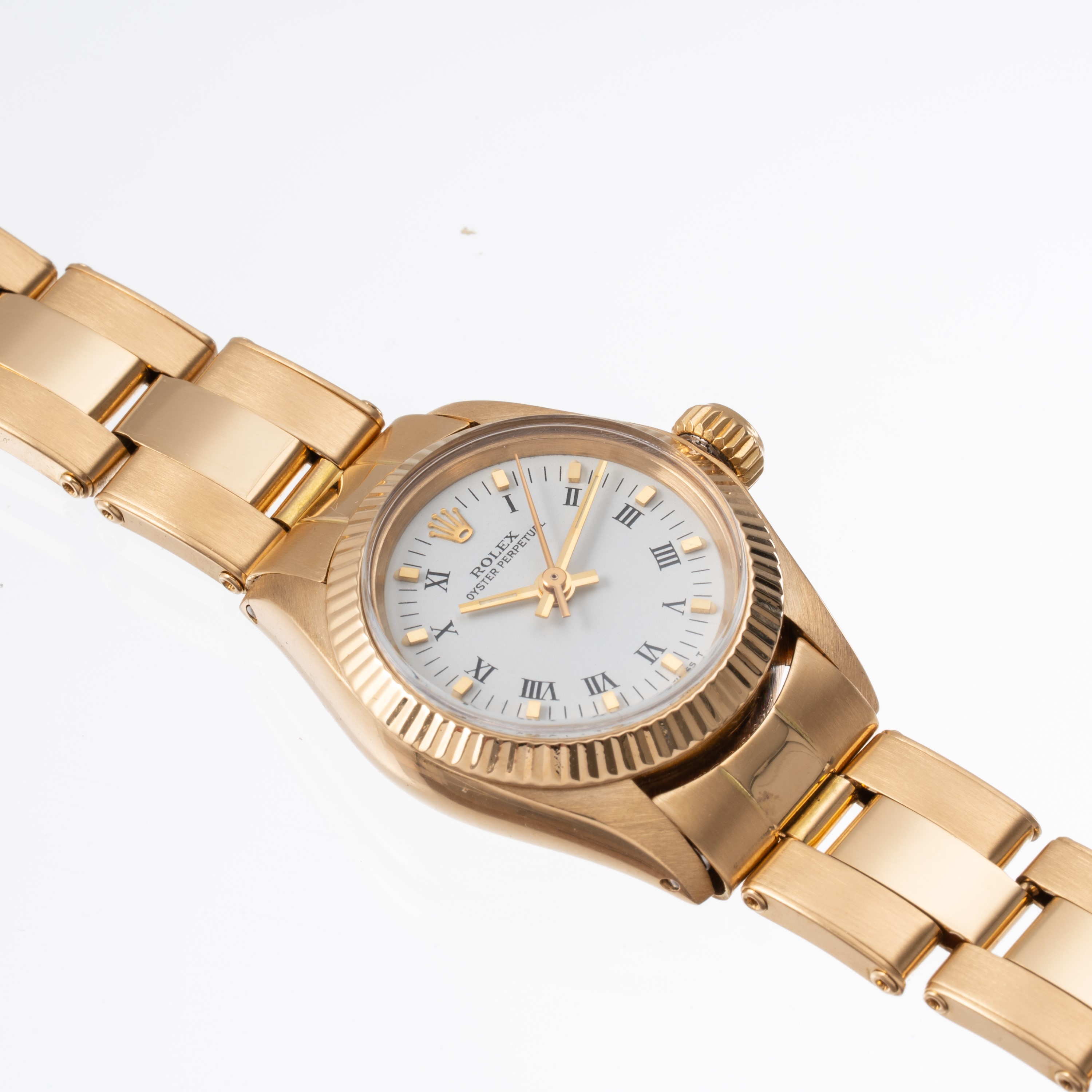 ROLEX - OYSTER PERPETUAL LADY OROLOGIO SOLO TEMPO A CARICA AUTOMATICA IN ORO GIALLO 18KT CON QUAD...