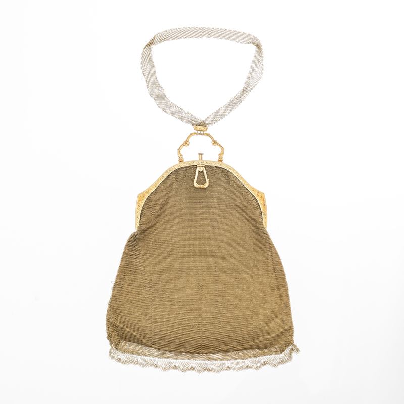 POCHETTE IN ORO GIALLO 14 KT CON MANICO IN MAGLIA D'ORO
