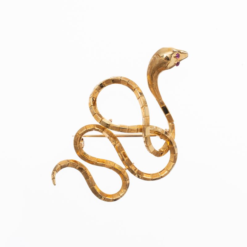 SPILLA IN ORO GIALLO 18KT A FORMA DI SERPENTE