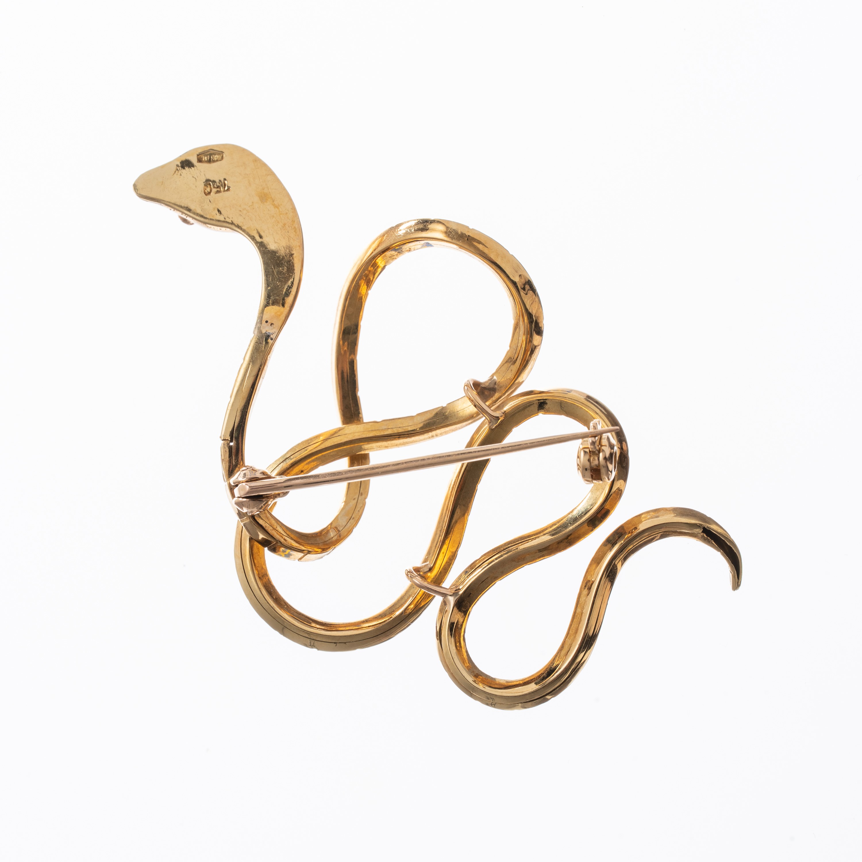SPILLA IN ORO GIALLO 18KT A FORMA DI SERPENTE