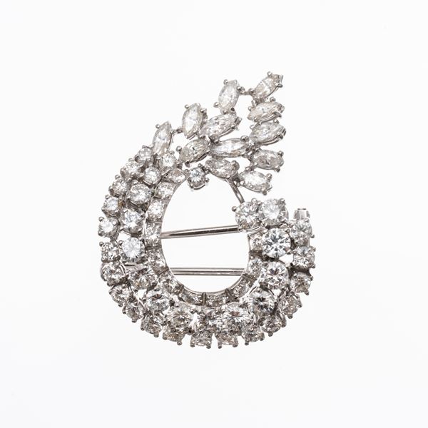 SPILLA IN ORO BIANCO 18 KT CON DIAMANTI TAGLIO BRILLANTE