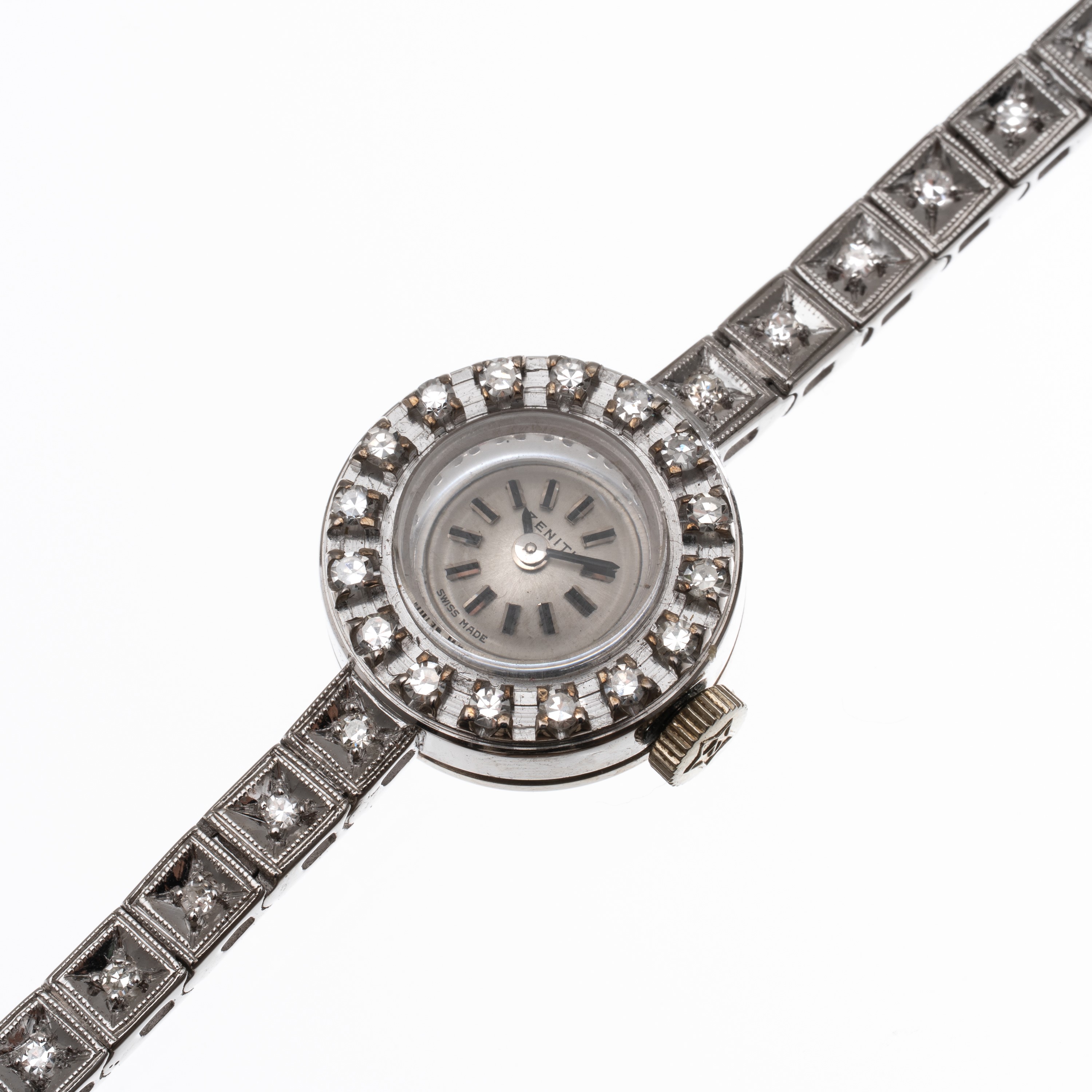 ZENITH - COCKTAILOROLOGIO SOLO TEMPO A CARICA MANUALE IN ORO BIANCO 18KT CON BRACCIALE INTEGRATO ...