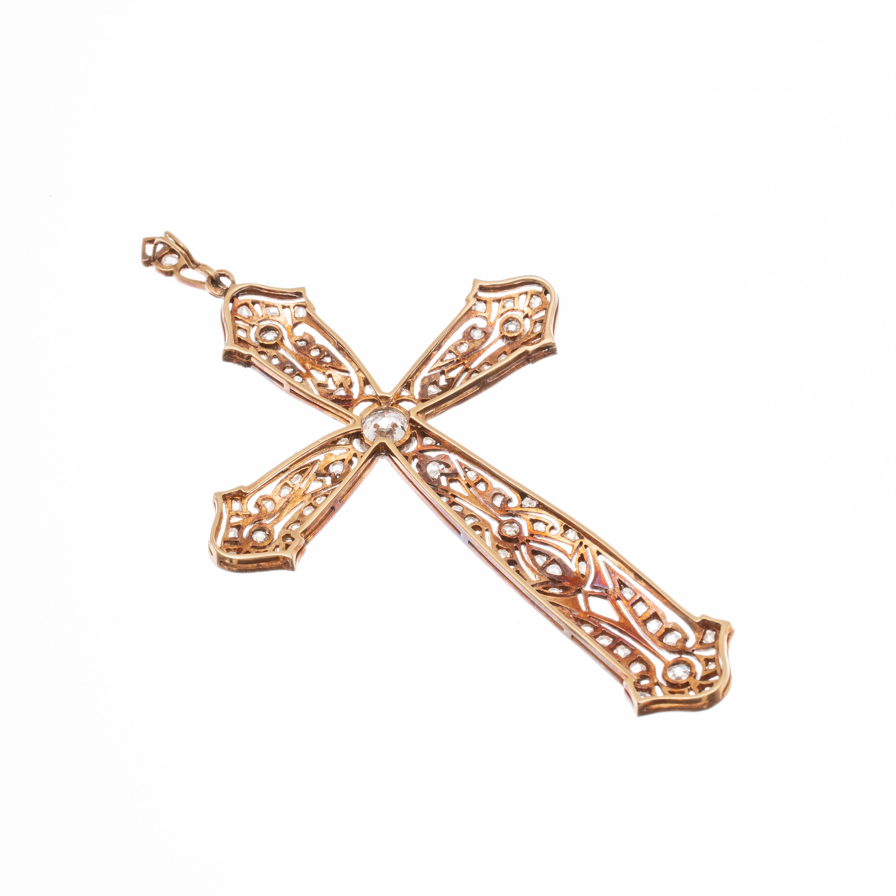 CROCE FRANCESE IN PLATINO CON DIAMANTI