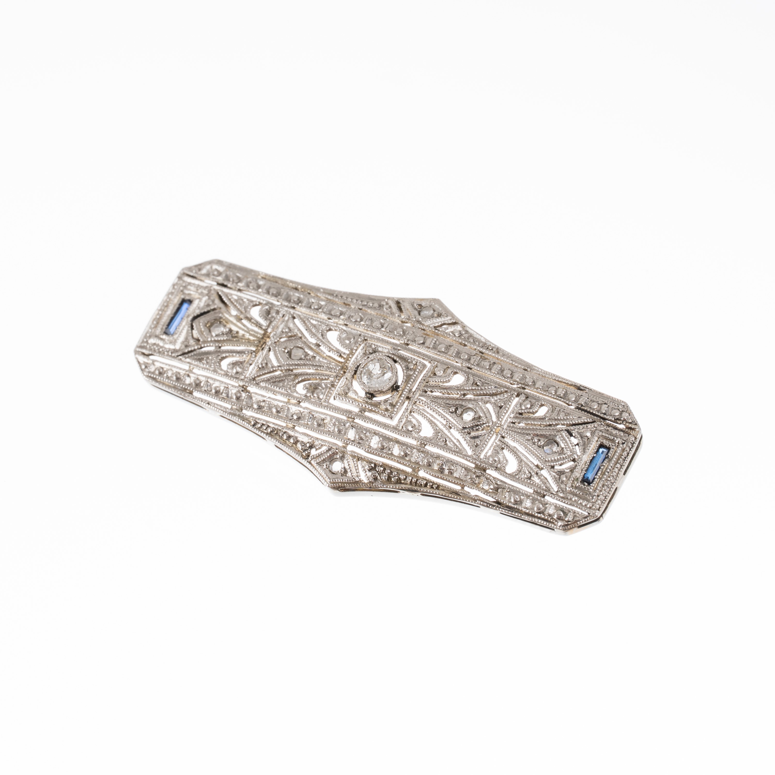 SPILLA IN ORO BIANCO 18 KT E DIAMANTI