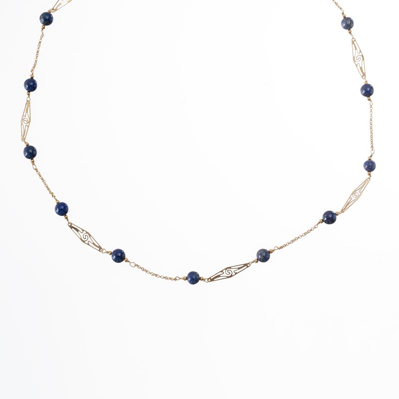 COLLANA IN ORO GIALLO 18 KT CON LAPISLAZZULI
