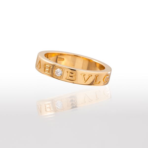 BULGARI - BULGARI - ANELLO IN ORO ROSA 18 KT CON DIAMANTE TAGLIO BRILLANTE  