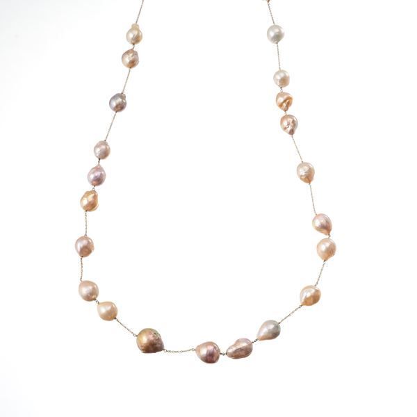 COLLANA DI PERLE BAROCCHE E ORO GIALLO 18 KT