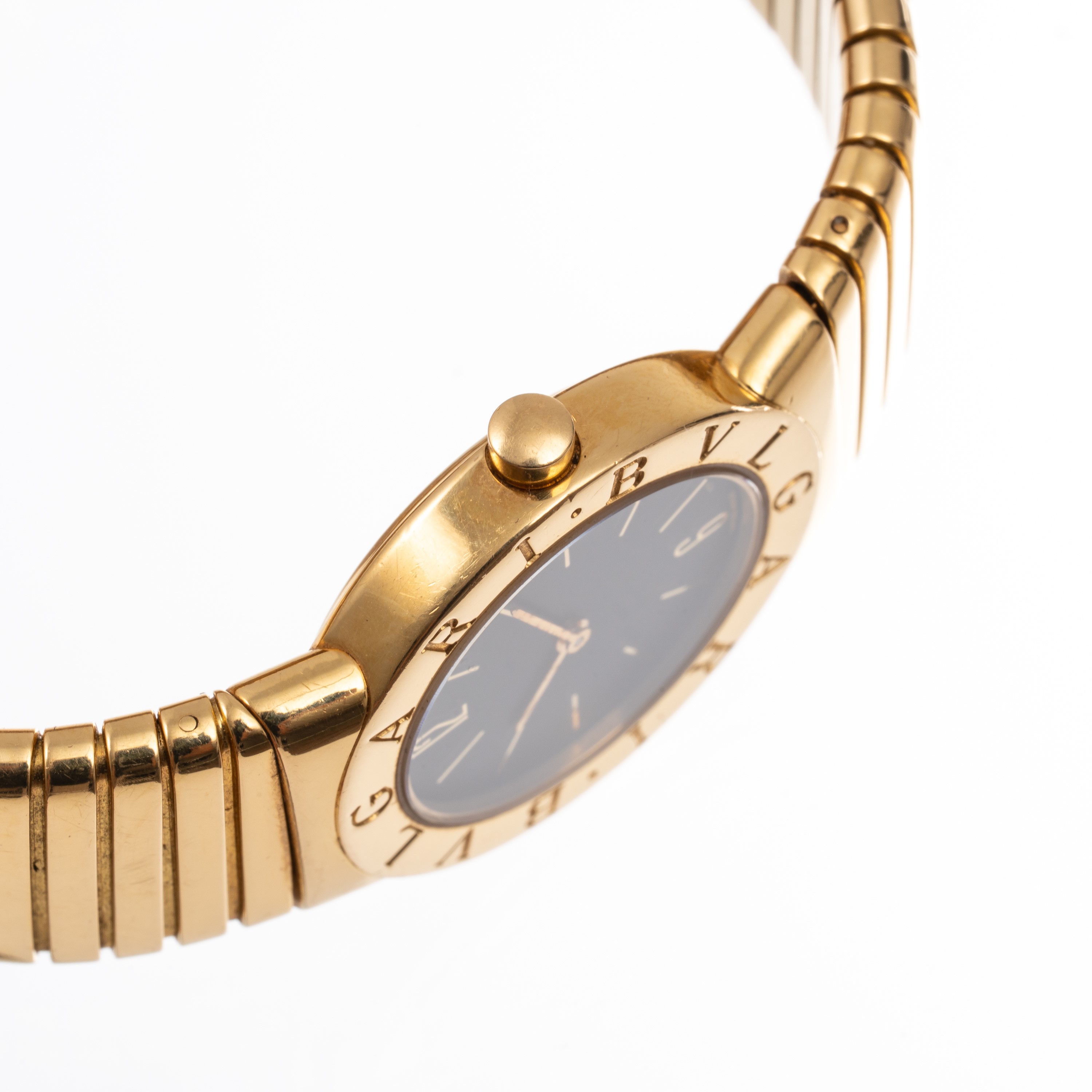 BULGARI - TUBOGASOROLOGIO SOLO TEMPO AL QUARZO IN ORO GIALLO 18 KT CON BRACCIALE ELASTICO IN ORO ...