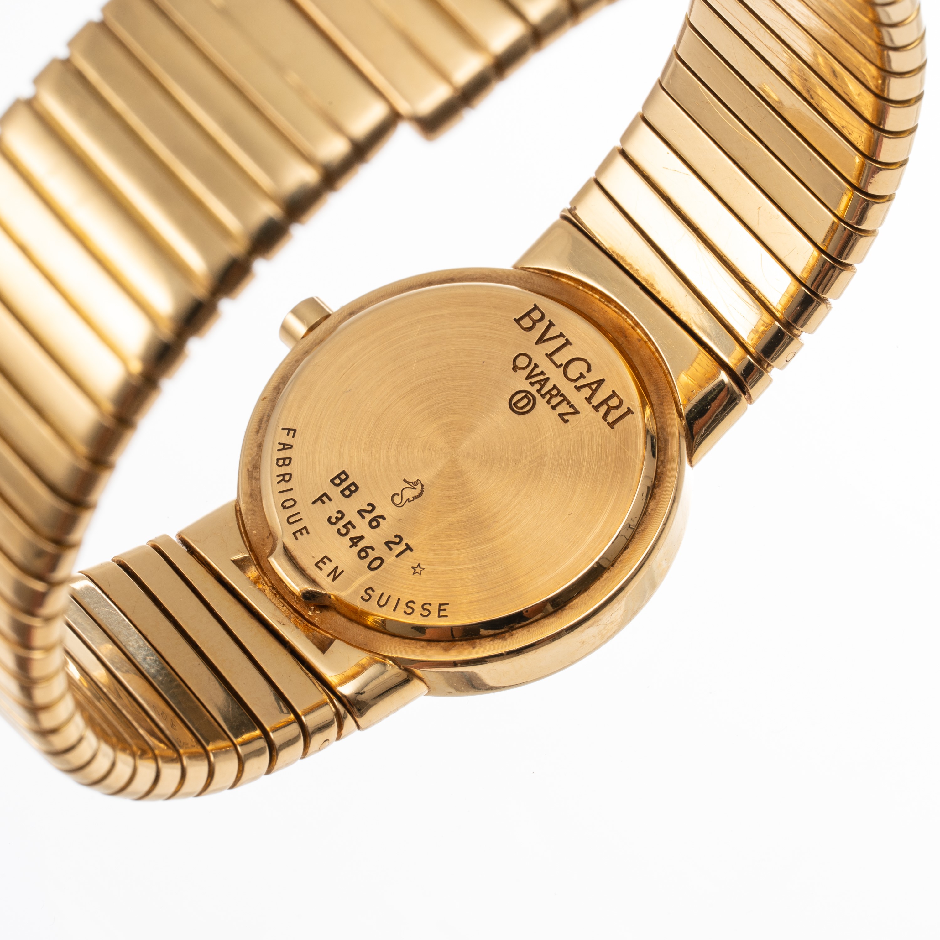 BULGARI - TUBOGASOROLOGIO SOLO TEMPO AL QUARZO IN ORO GIALLO 18 KT CON BRACCIALE ELASTICO IN ORO ...