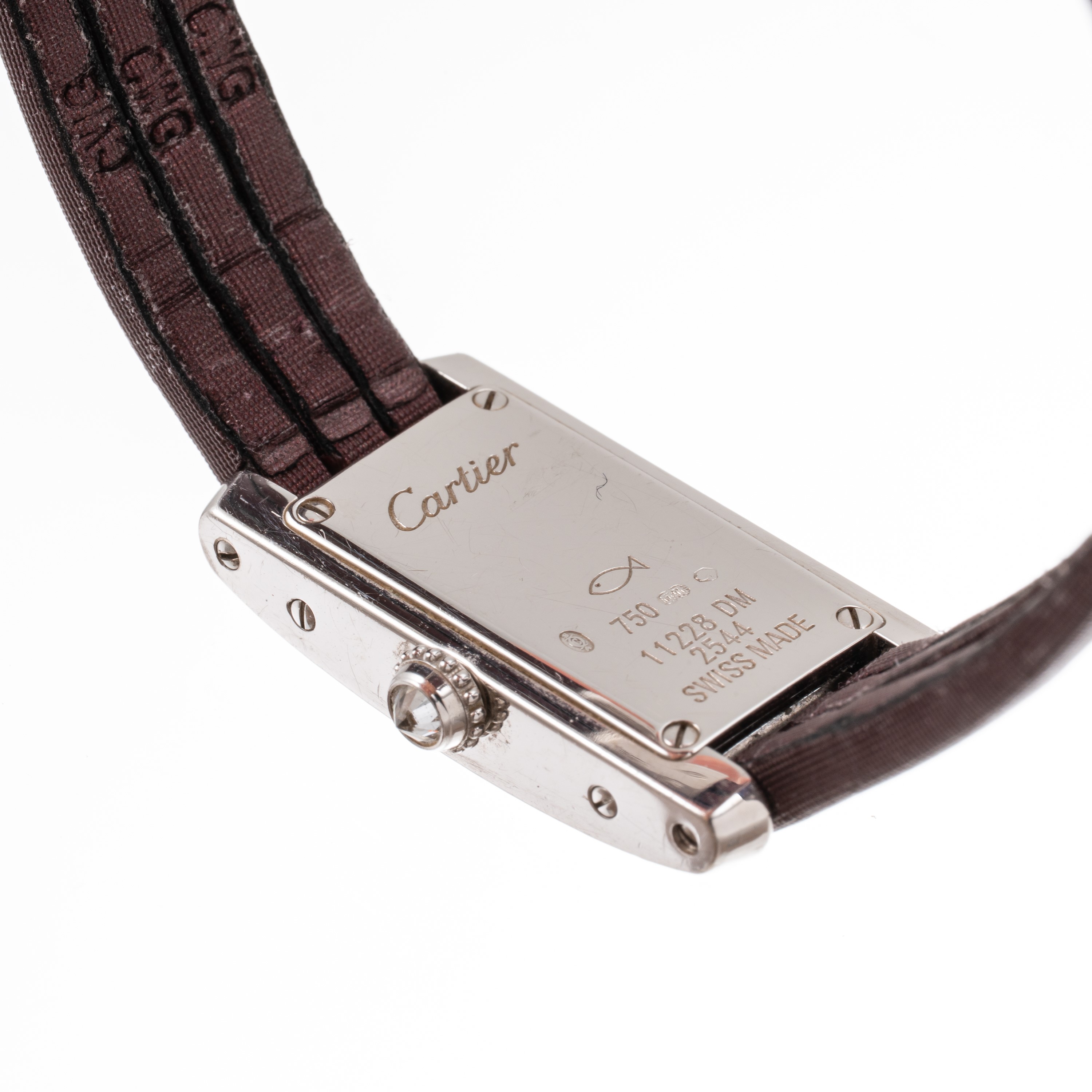 CARTIER - MINI TANK AMERICAINEOROLOGIO SOLO TEMPO AL QUARZO IN ORO BIANCO 18KT E GHIERA IN DIAMAN...