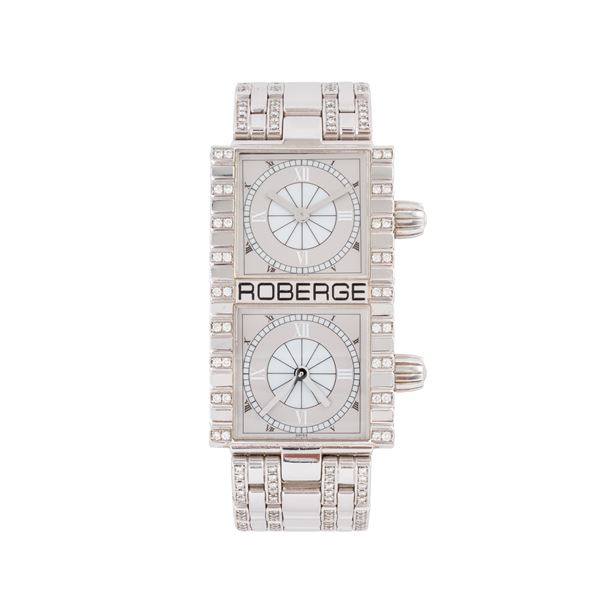 ROBERGE&#8217; - ROBERGE' - POLLUX OROLOGIO DUAL TIME AL QUARZO IN ORO BIANCO 18 KT E DIAMANTI TAGLIO BRILLANTE