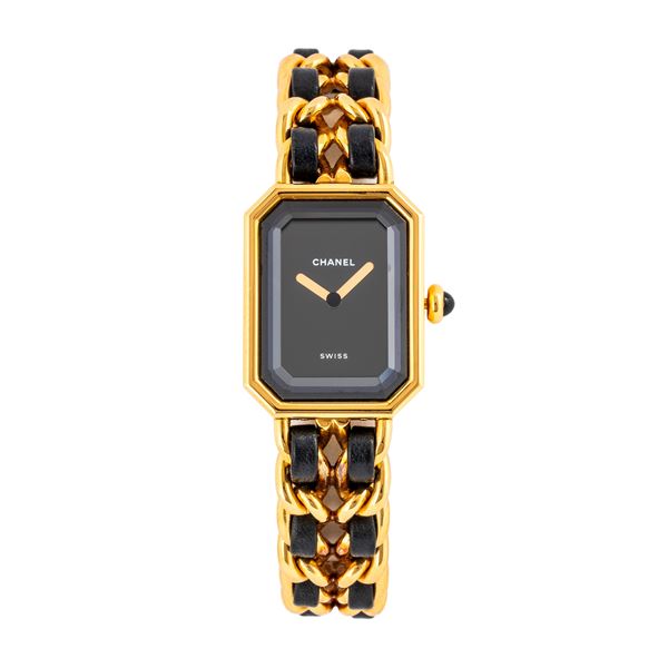 CHANEL - CHANEL - PREMIERE OROLOGIO SOLO TEMPO AL QUARZO CON CASSA PLACCATA OTTAGONALE ORO E BRACCIALE INTEGRATO