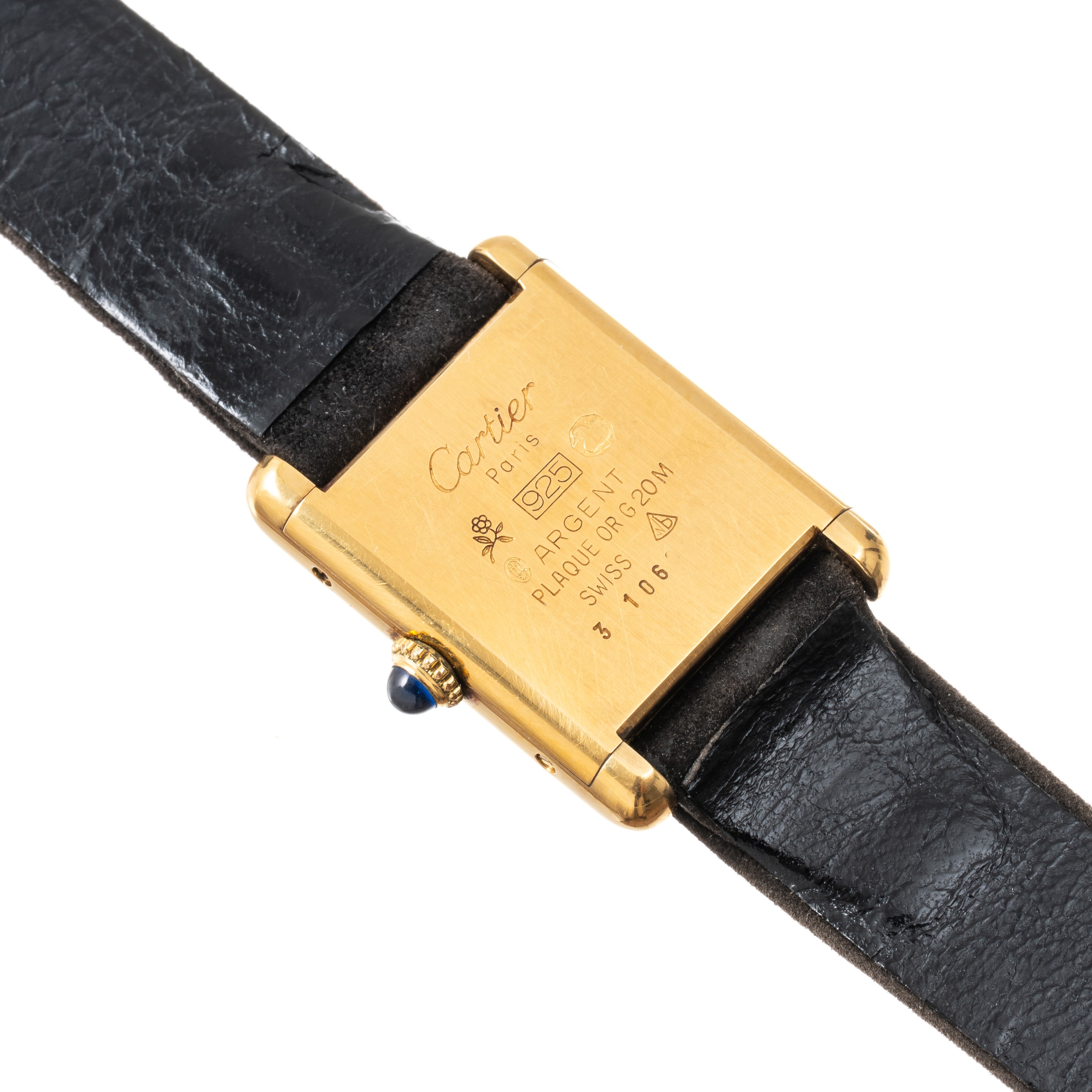 CARTIER - MUST DEOROLOGIO SOLO TEMPO A CARICA MANUALE CON CASSA PLACCATA ORO E QUADRANTE BLU