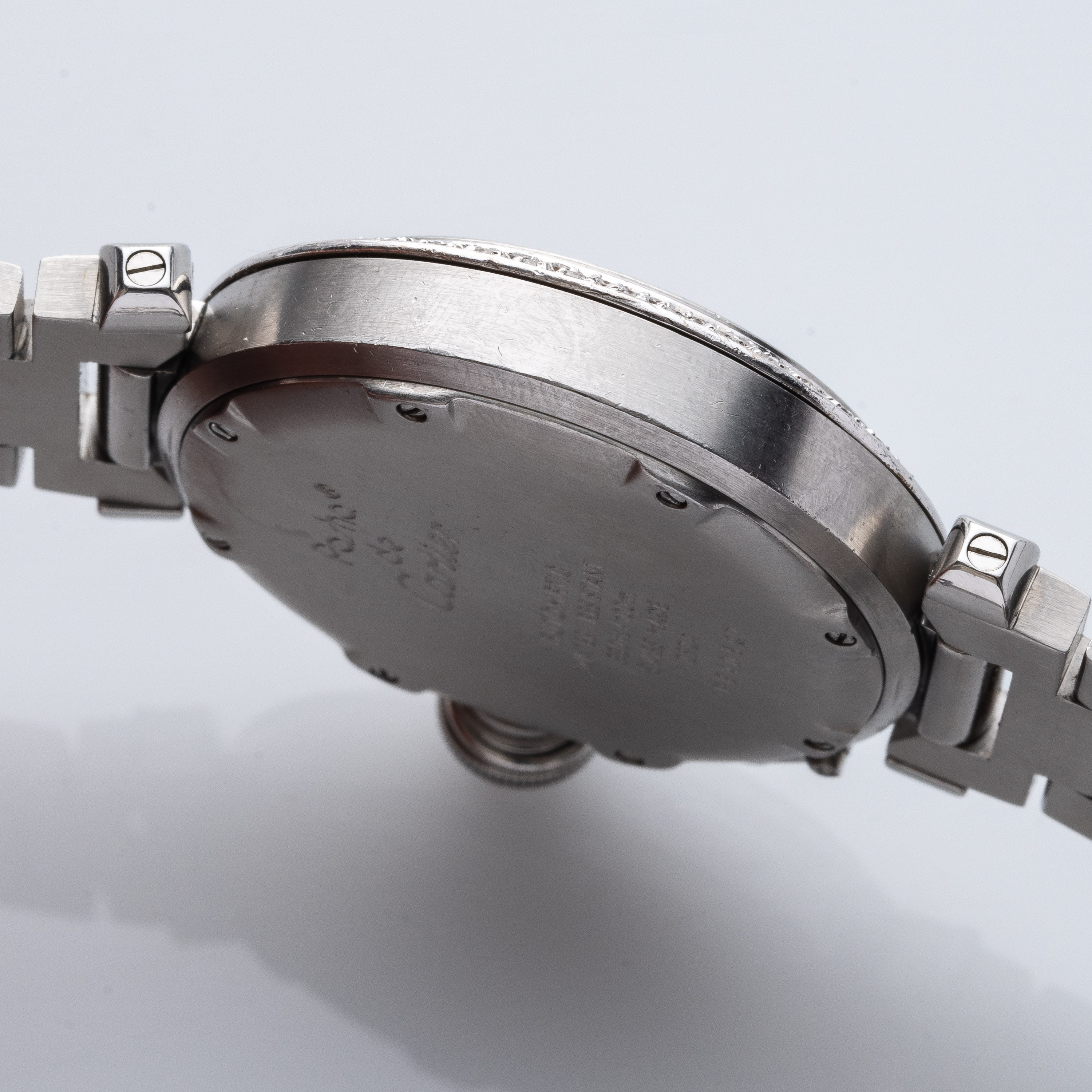 CARTIER - PASHAOROLOGIO A CARICA AUTOMATICA IN ACCIAIO CON GHIERA IN DIAMANTI E DATARIO AD ORE QU...