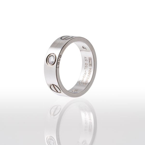 CARTIER - CARTIER - ANELLO IN ORO BIANCO 18 KT "LOVE" CON TRE DIAMANTI TAGLIO BRILLANTE