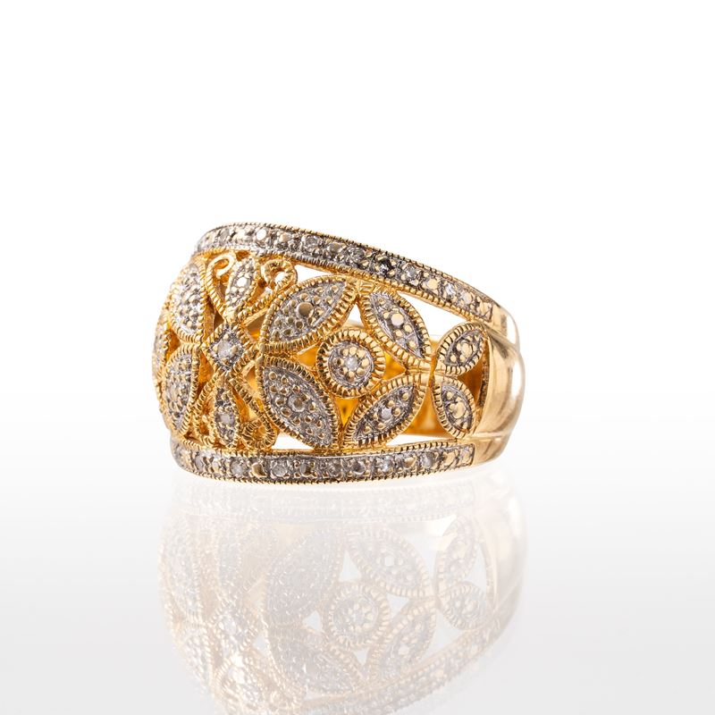 ANELLO IN ORO GIALLO 18 KT E DIAMANTI