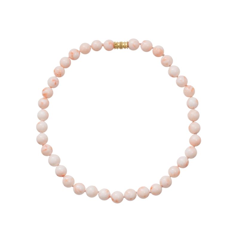 COLLANA IN CORALLO ROSA E ORO GIALLO 18 KT