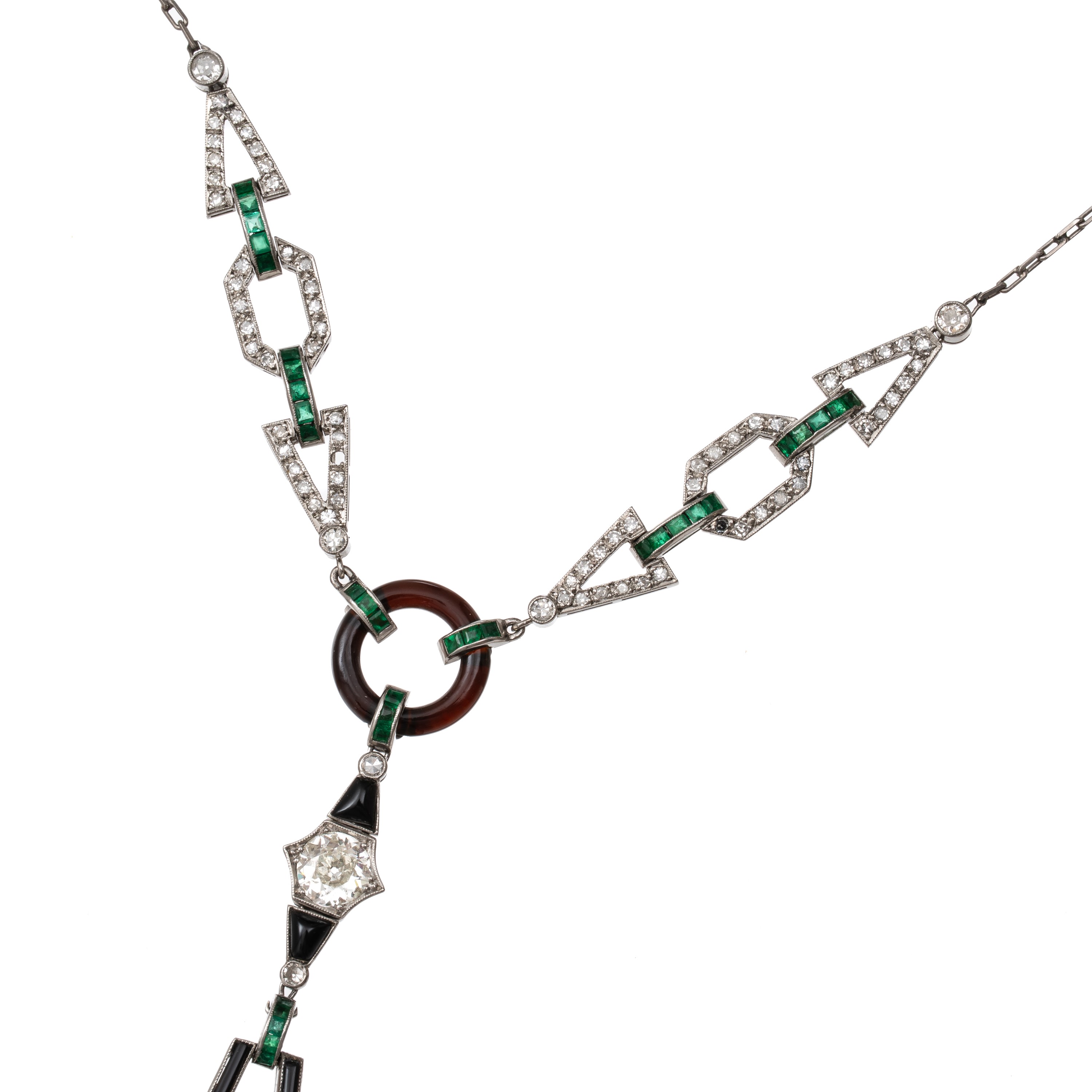 COLLANA IN DIAMANTI, SMERALDI, ONICE E ACQUAMARINA