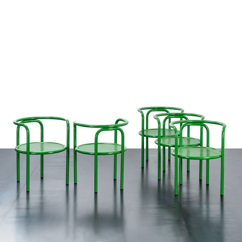 GAE AULENTI, SET DI CINQUE SEDIE 'LOCUS SOLUS'