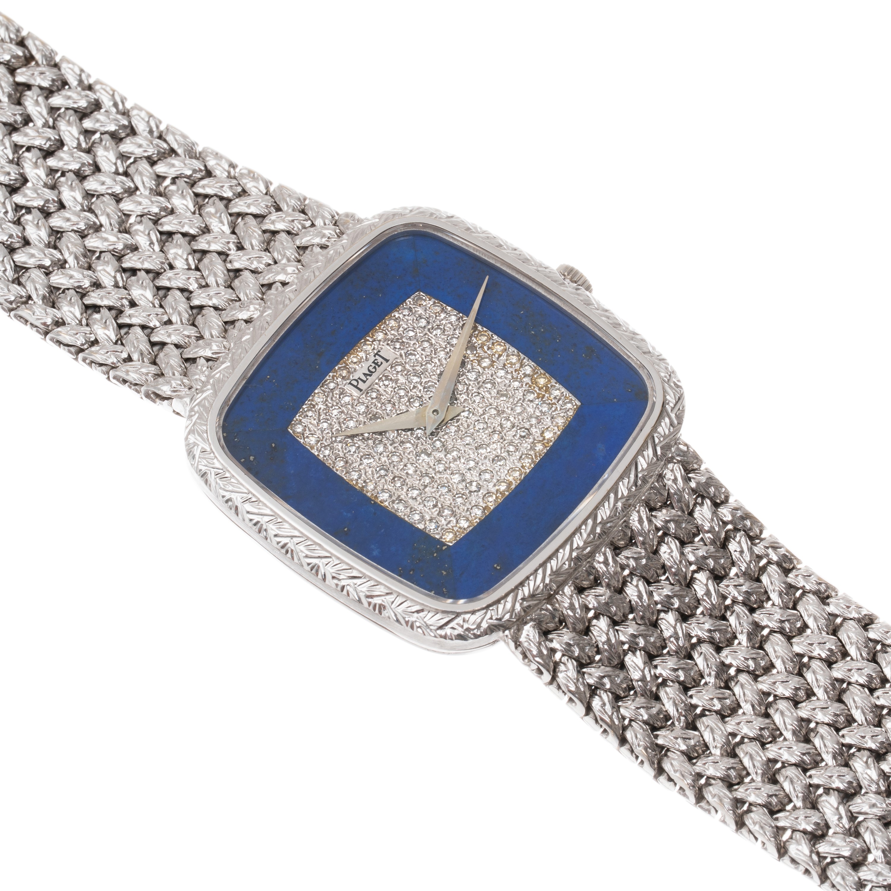 PIAGET OROLOGIO SOLO TEMPO IN ORO BIANCO 18KT CON BRACCIALE INTEGRATO IN ORO BIANCO 18KT CON QUAD...