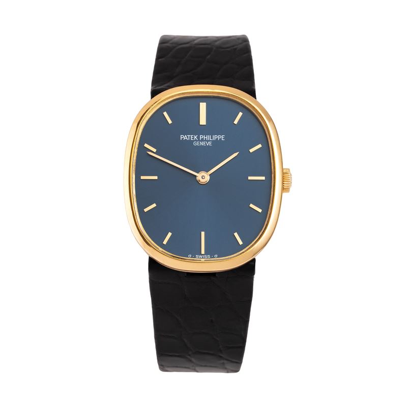 PATEK PHILIPPE - ELLIPSE OROLOGIO SOLO TEMPO A CARICA MANUALE IN ORO GIALLO 18KT CON QUADRANTE BL...