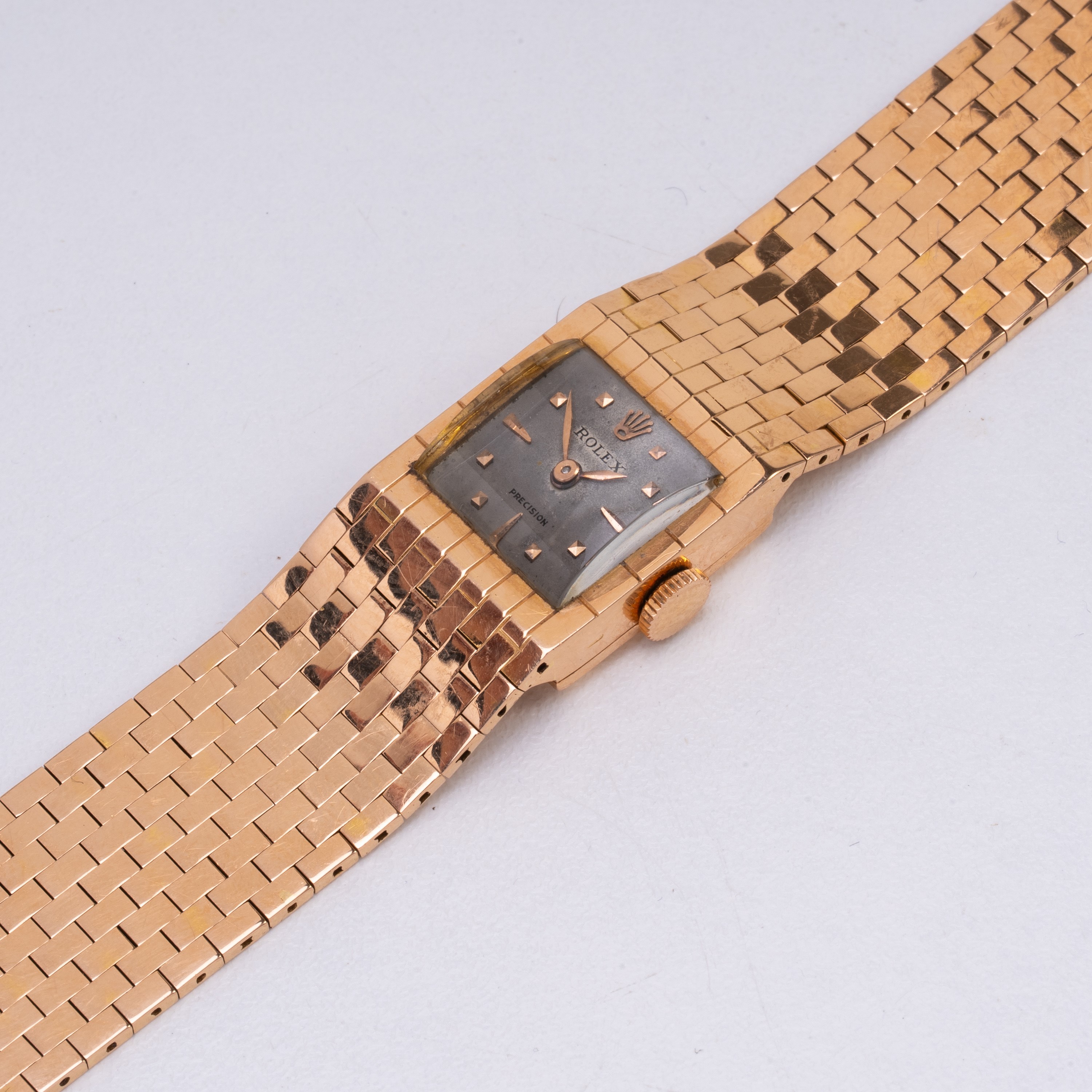 ROLEX - CINTURA OROLOGIO SOLO TEMPO A CARICA MANUALE CON BRACCIALE INTEGRATO IN ORO ROSA 18KT CON...