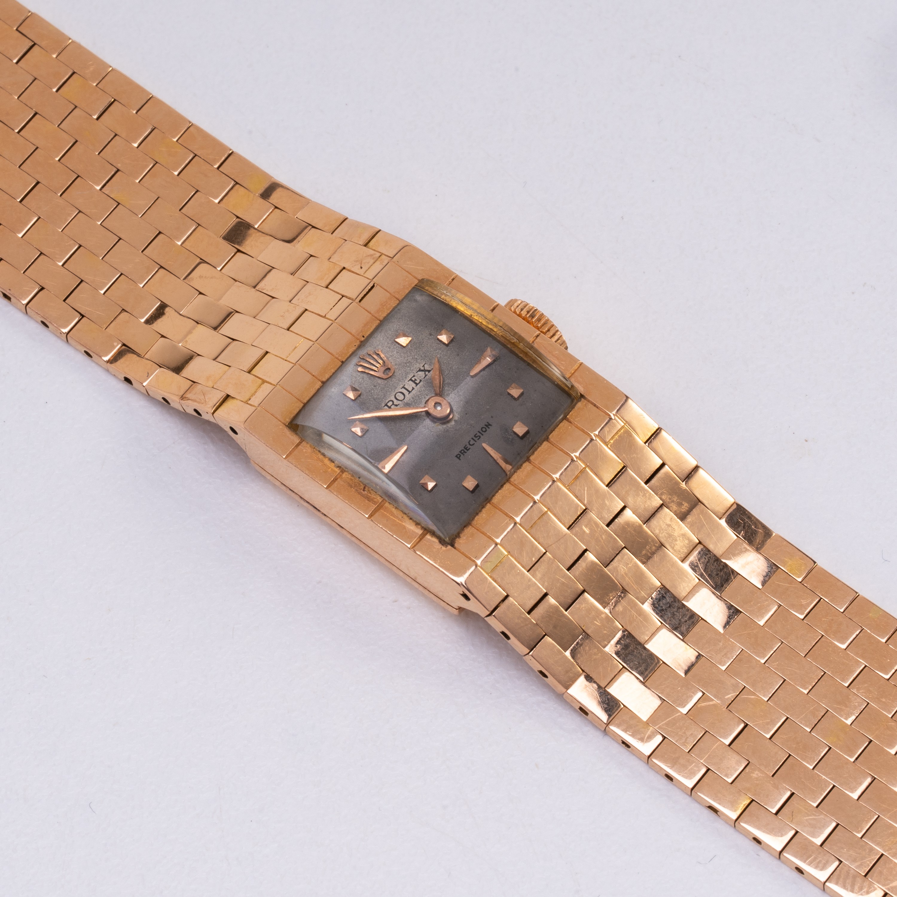 ROLEX - CINTURA OROLOGIO SOLO TEMPO A CARICA MANUALE CON BRACCIALE INTEGRATO IN ORO ROSA 18KT CON...
