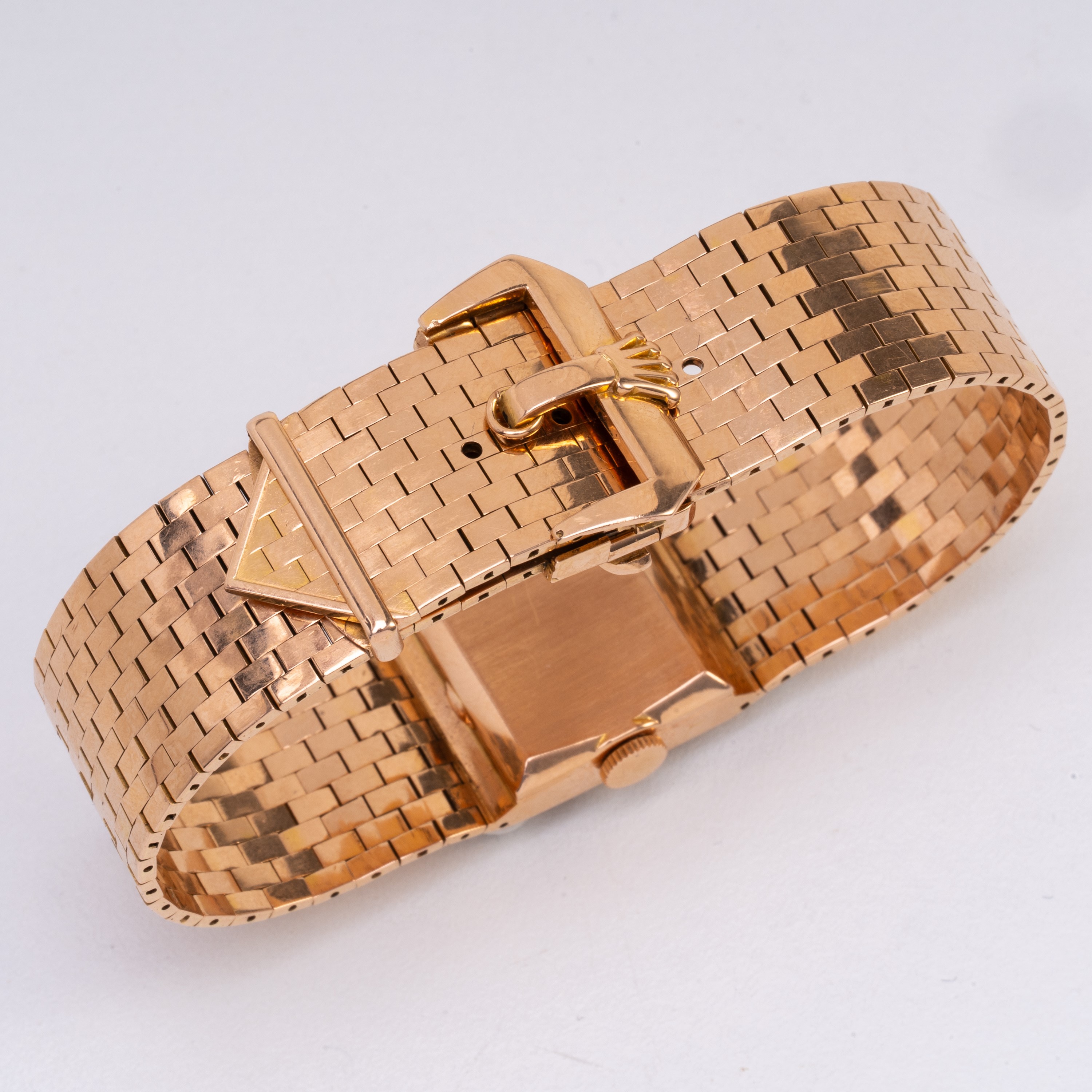 ROLEX - CINTURA OROLOGIO SOLO TEMPO A CARICA MANUALE CON BRACCIALE INTEGRATO IN ORO ROSA 18KT CON...