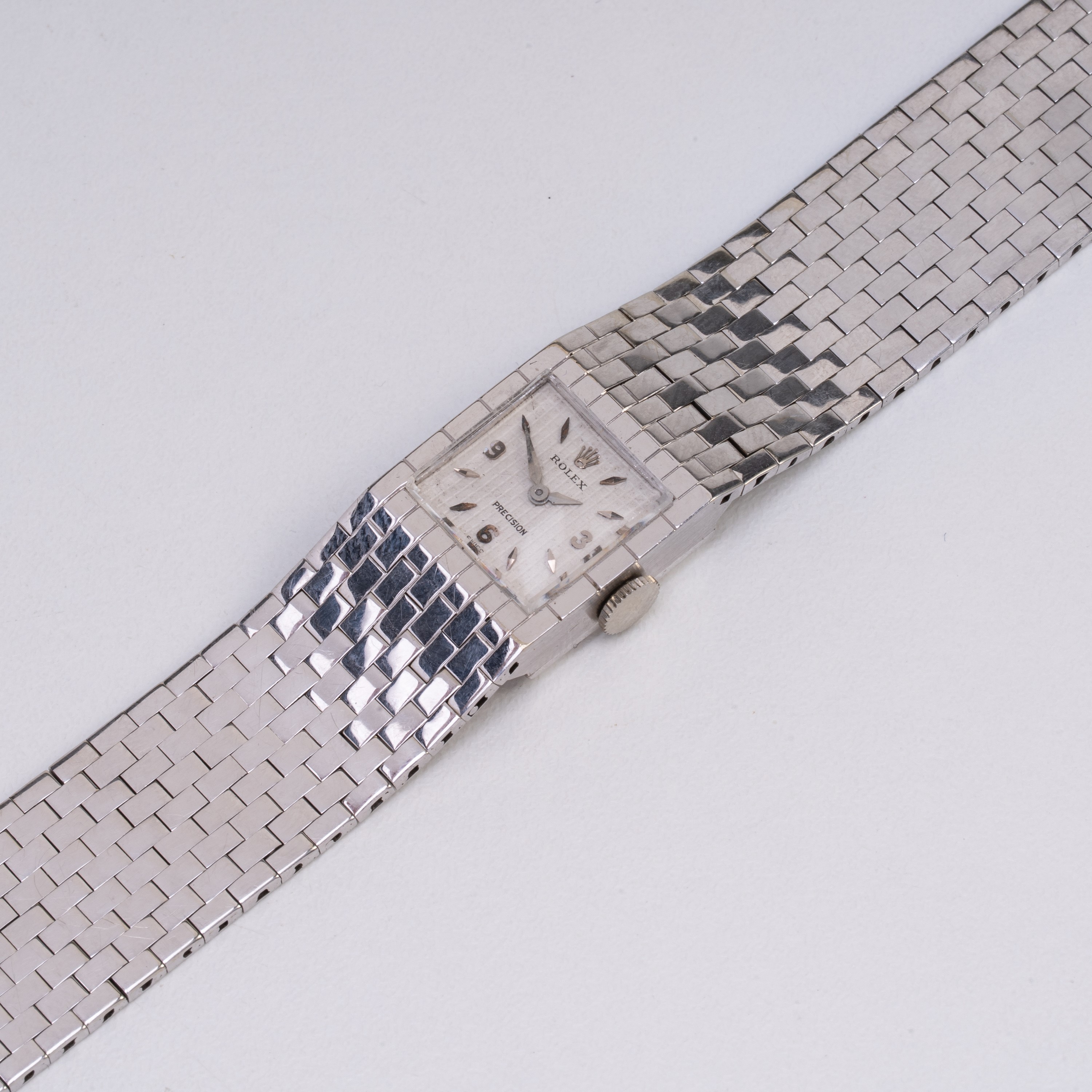 ROLEX - CINTURA OROLOGIO SOLO TEMPO A CARICA MANUALE CON BRACCIALE INTEGRATO IN ORO BIANCO 18KT C...