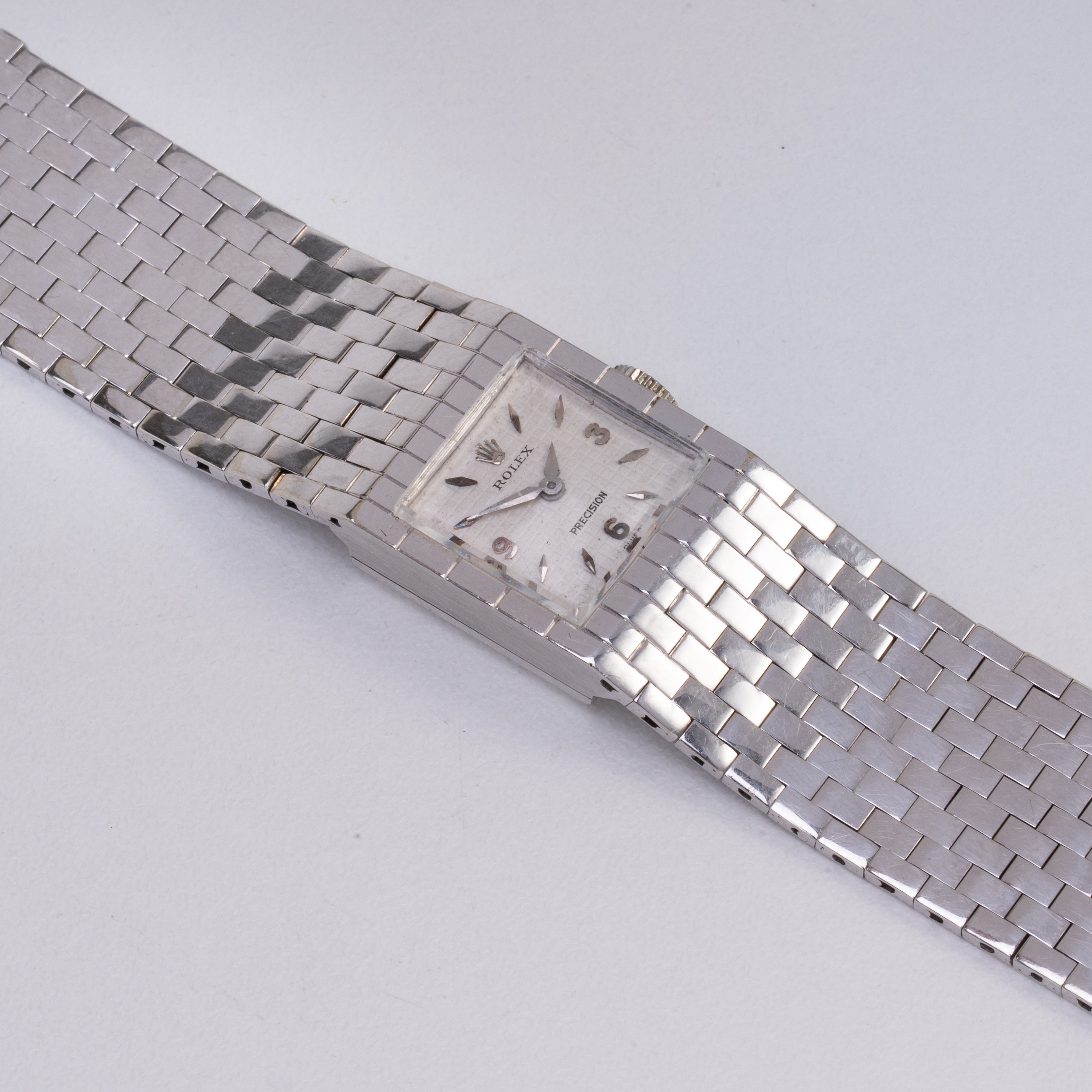 ROLEX - CINTURA OROLOGIO SOLO TEMPO A CARICA MANUALE CON BRACCIALE INTEGRATO IN ORO BIANCO 18KT C...
