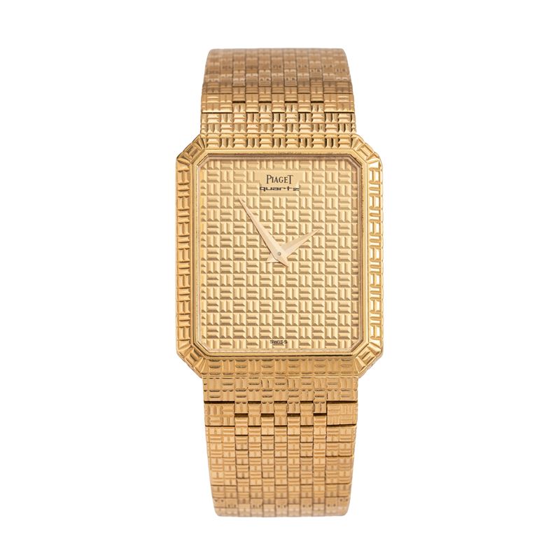 PIAGET OROLOGIO SOLO TEMPO AL QUARZO IN ORO GIALLO 18KT CON BRACCIALE INTEGRATO IN ORO GIALLO 18K...
