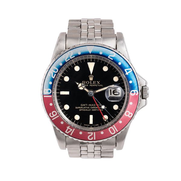 ROLEX - ROLEX - GMT MASTER MANUAL-WINDING STEEL GMT WATCH WITH GILT DIAL, TWO-COLOUR BIDIRECTIONAL BEZEL AND JUBILEE BRACELET