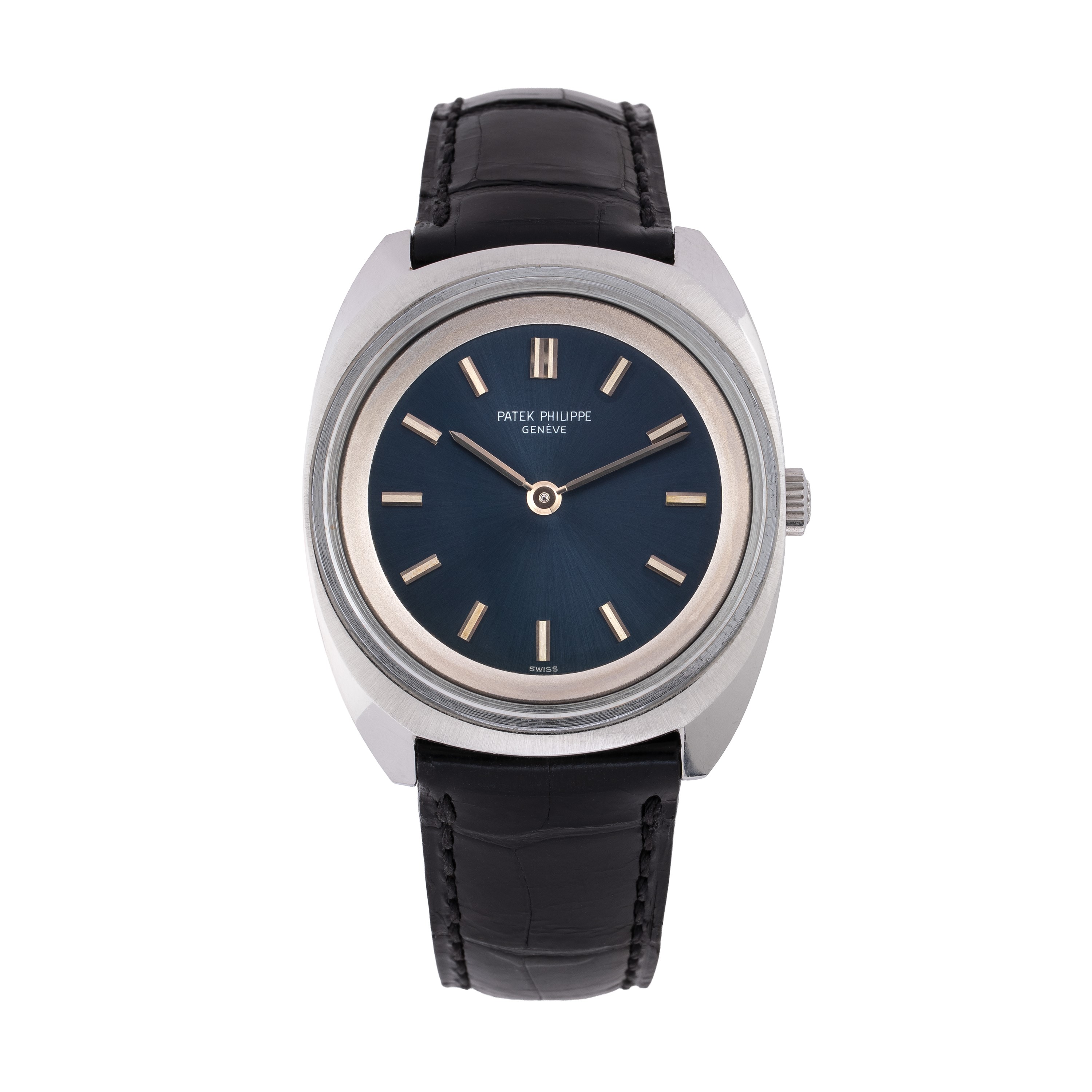 PATEK PHILIPPE - CALATRAVA OROLOGIO SOLO TEMPO A CARICA MANUALE IN ACCIAIO CON QUADRANTE BLU