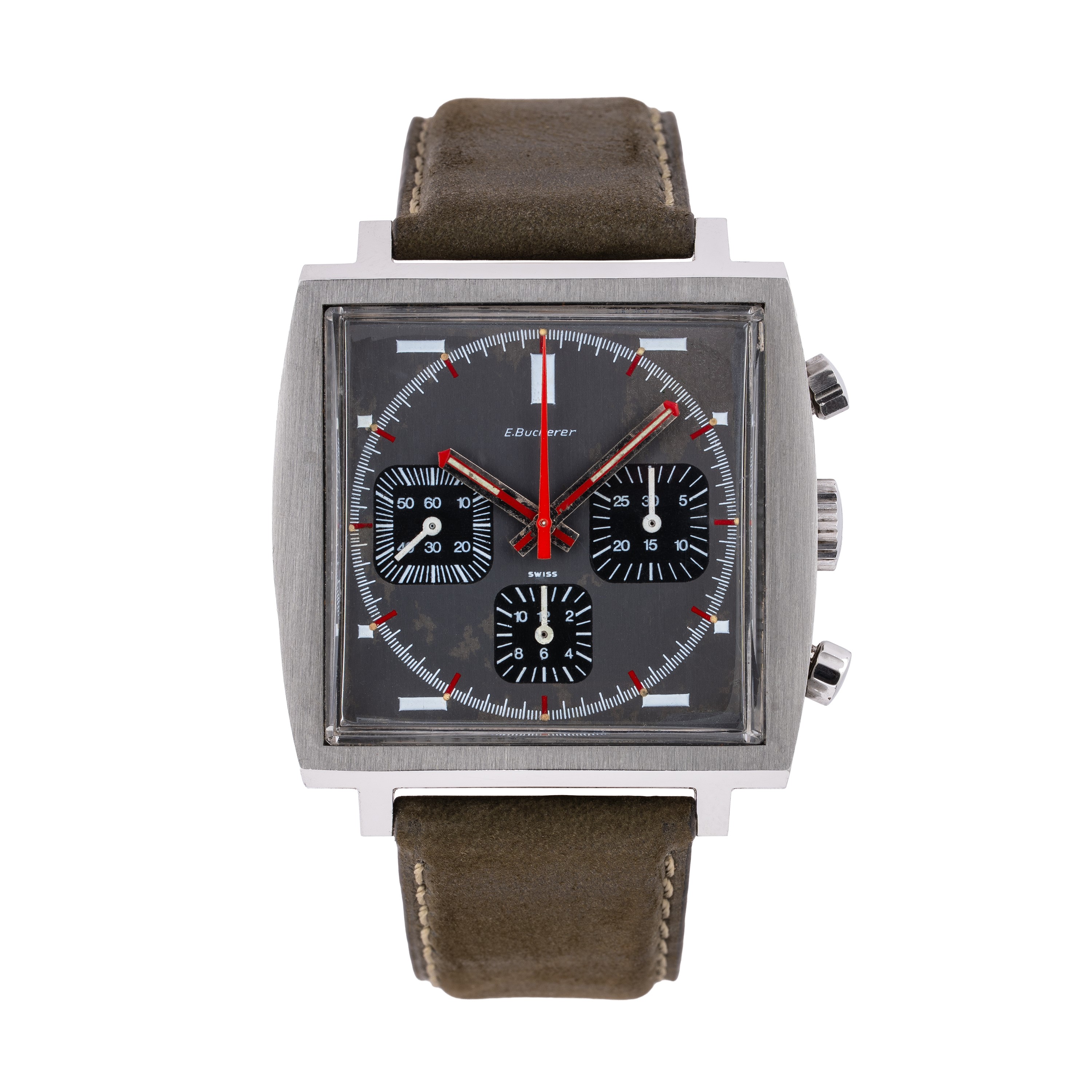 HEUER - MONACO BUCHERER CRONOGRAFO IN ACCIAIO A CARICA MANUALE RELIZZATO PER IL RIVENDITORE BUCHE...