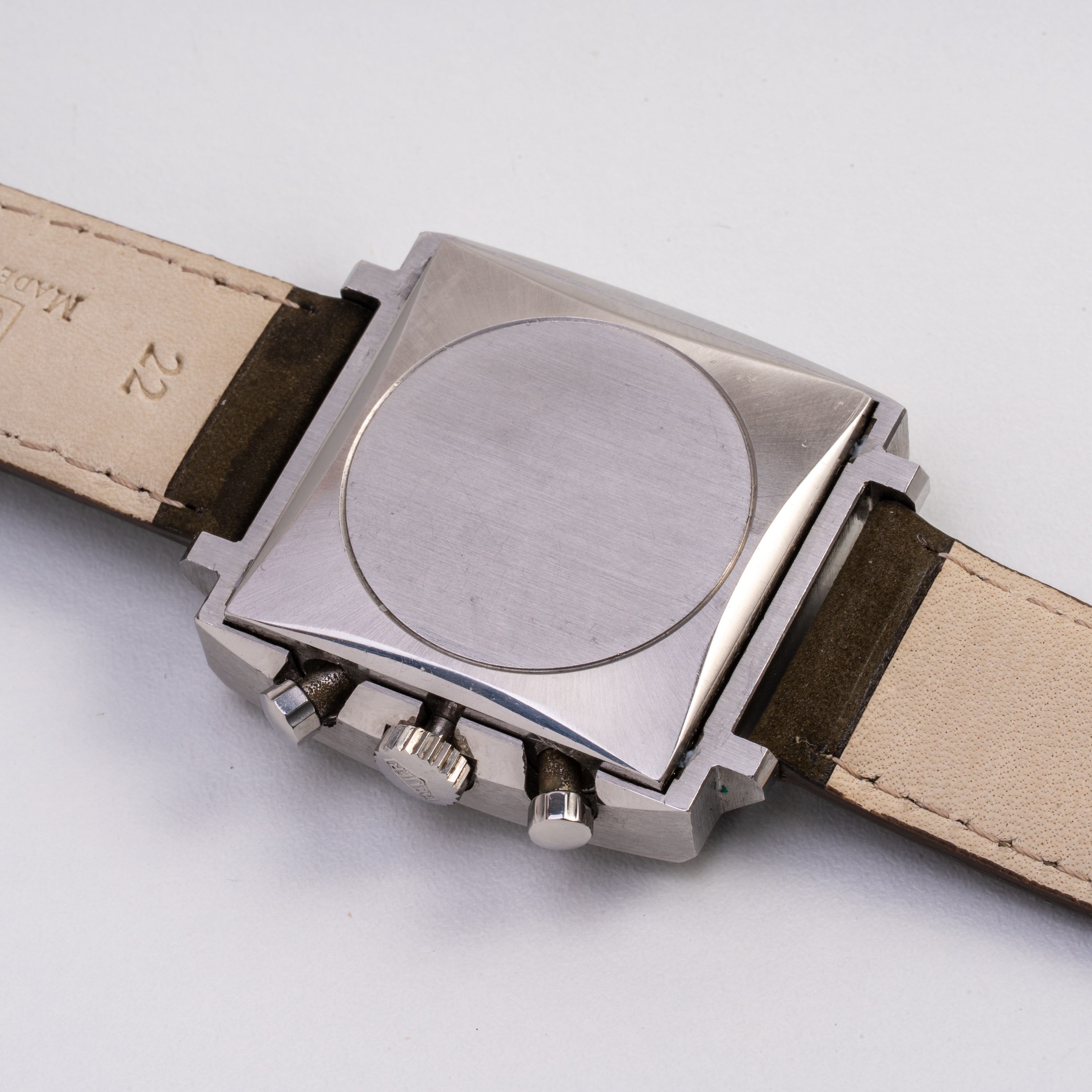 HEUER - MONACO BUCHERER CRONOGRAFO IN ACCIAIO A CARICA MANUALE RELIZZATO PER IL RIVENDITORE BUCHE...