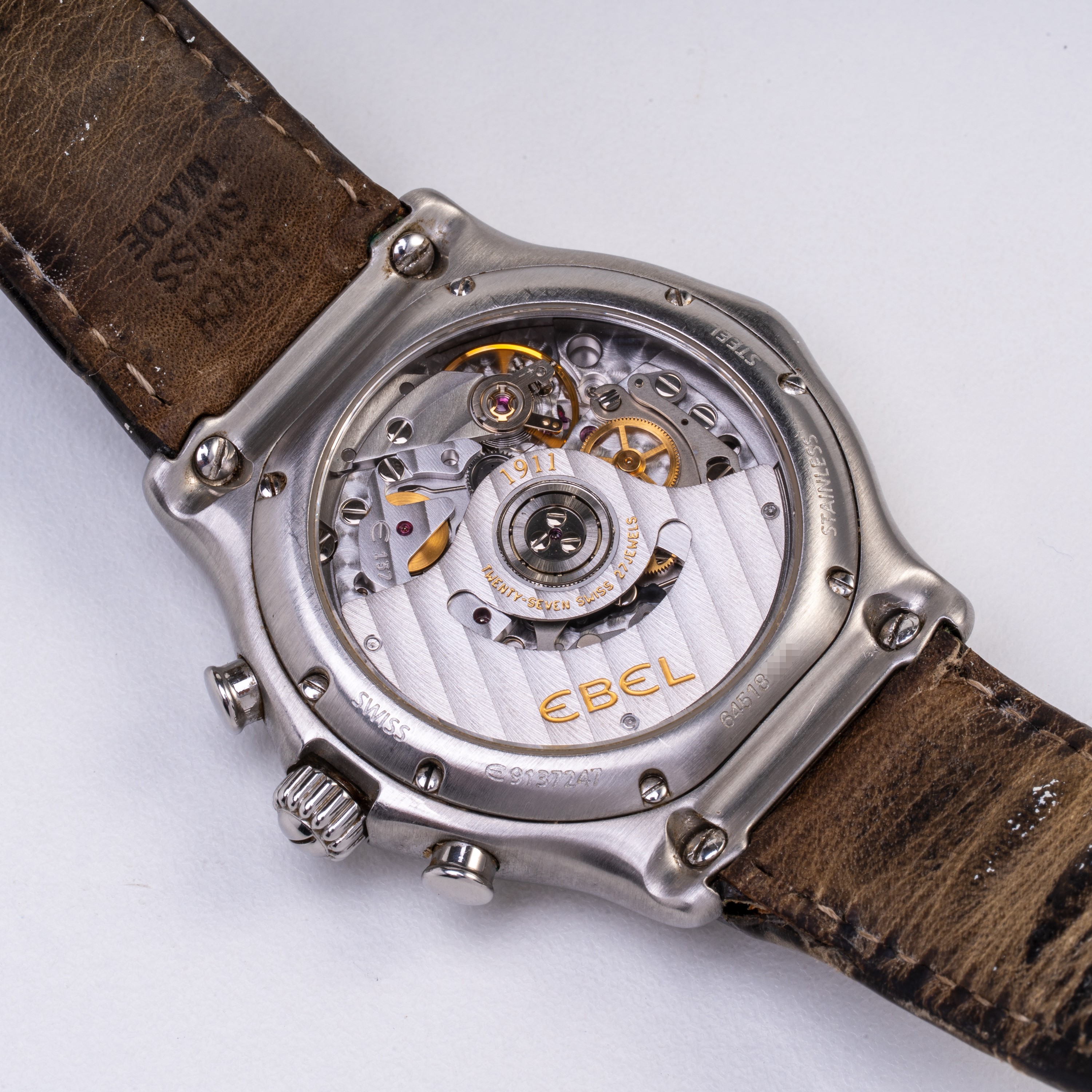 EBEL - 1911 CRONOGRAFO IN ACCIAIO A CARICA AUTOMATICA CON GHIERA IN DIAMANI TAGLIO BRILLANTE, QUA...
