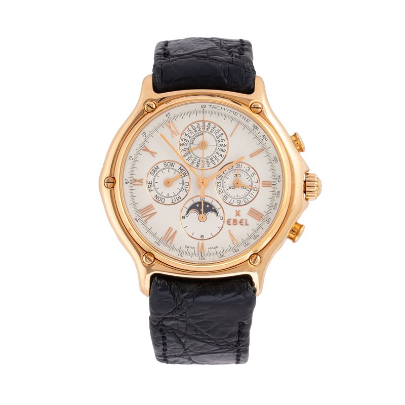 EBEL - 1911 CRONOGRAFO CALENDARIO PERPETUO CON FASI LUNA A CARICA AUTOMATICA IN ORO ROSA 18KT