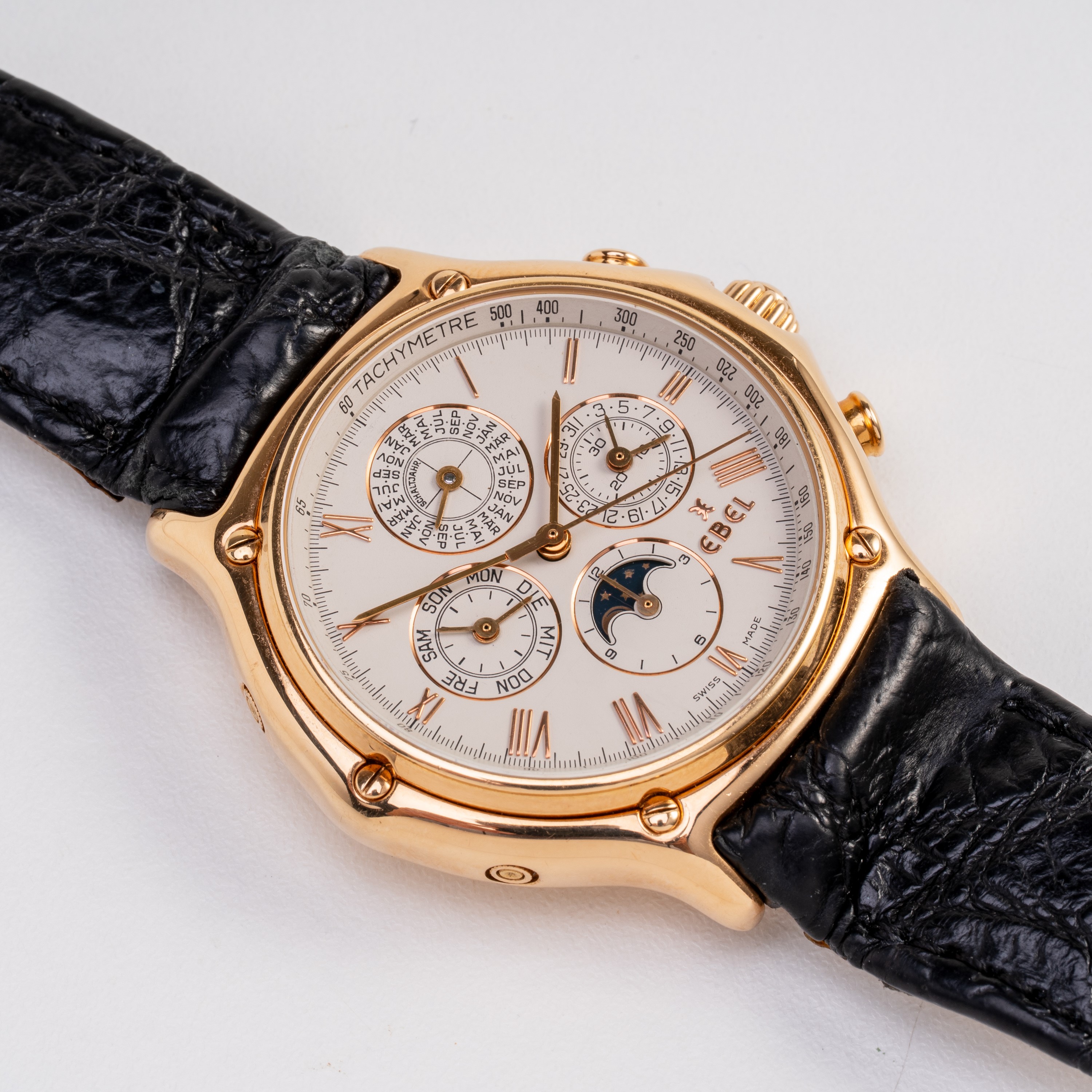 EBEL - 1911 CRONOGRAFO CALENDARIO PERPETUO CON FASI LUNA A CARICA AUTOMATICA IN ORO ROSA 18KT