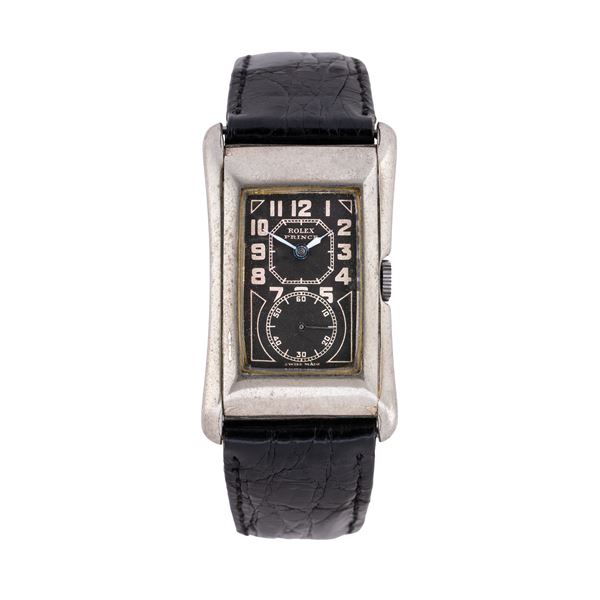ROLEX - ROLEX - PRINCE OROLOGIO SOLO TEMPO A CARICA MANUALE IN ARGENTO CON QUADRANTE NERO E PICCOLI SECONDI AD ORE SEI