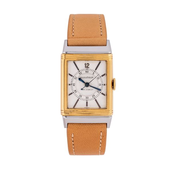 JAEGER LE COULTRE - JAEGER LE COULTRE - REVERSO MANUAL WINDING TIME ONLY WATCH IN STEEL AND 18KT YELLOW GOLD WITH WHITE DIAL 'FAVRE LEUBA & CO'
