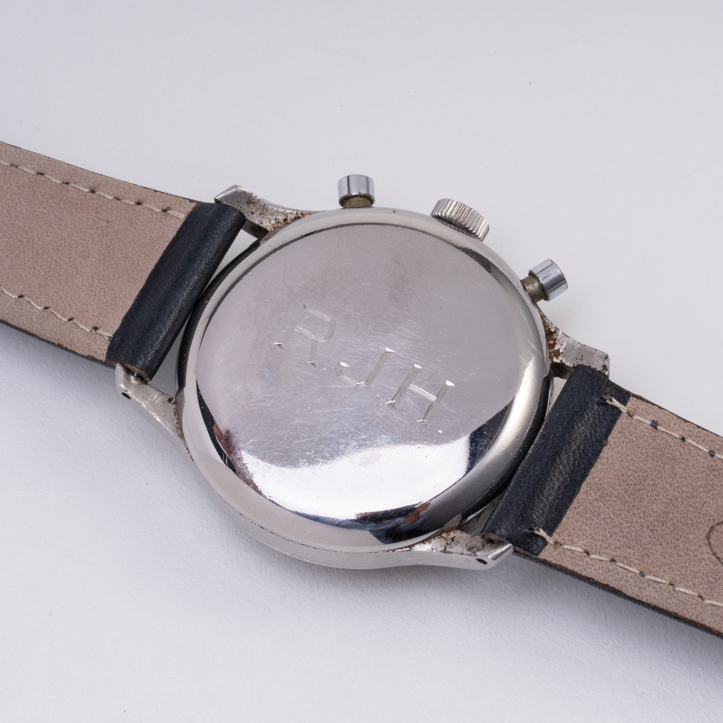 HEUER - ABERCROMBIE & FITCH CO. CRONOGRAFO A CARICA MANUALE IN ACCIAIO CON QUADRANTE BITONALE E C...